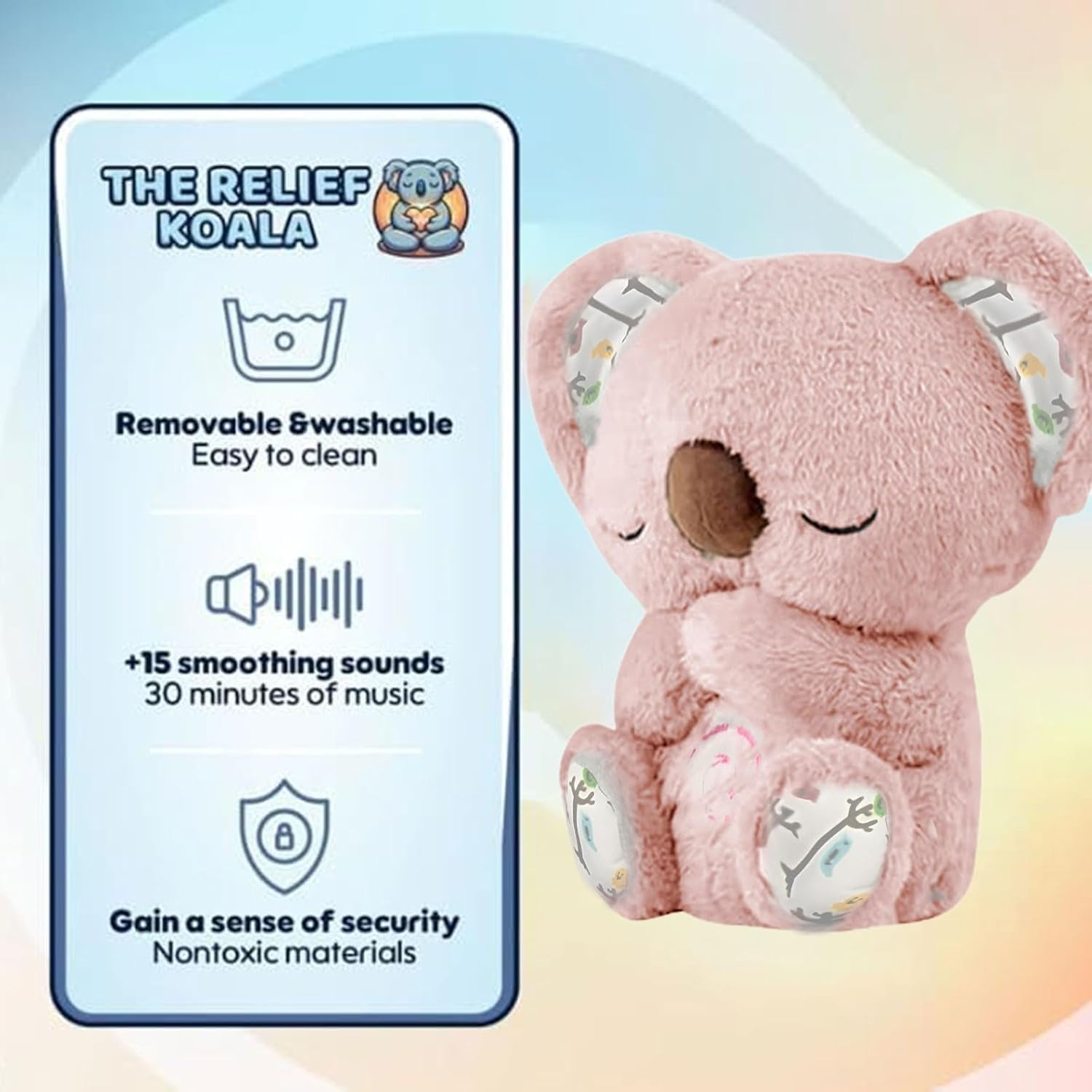 Liuliu Rabbit Relief Koala, Anxietys Relief Koala, Koala Plush Toy, the Relief Koala Breathing, Koala Bear with Rhythmic Breathing Motion and Music, Breathing Koala Sleep Buddy for Kids Adults image number 5