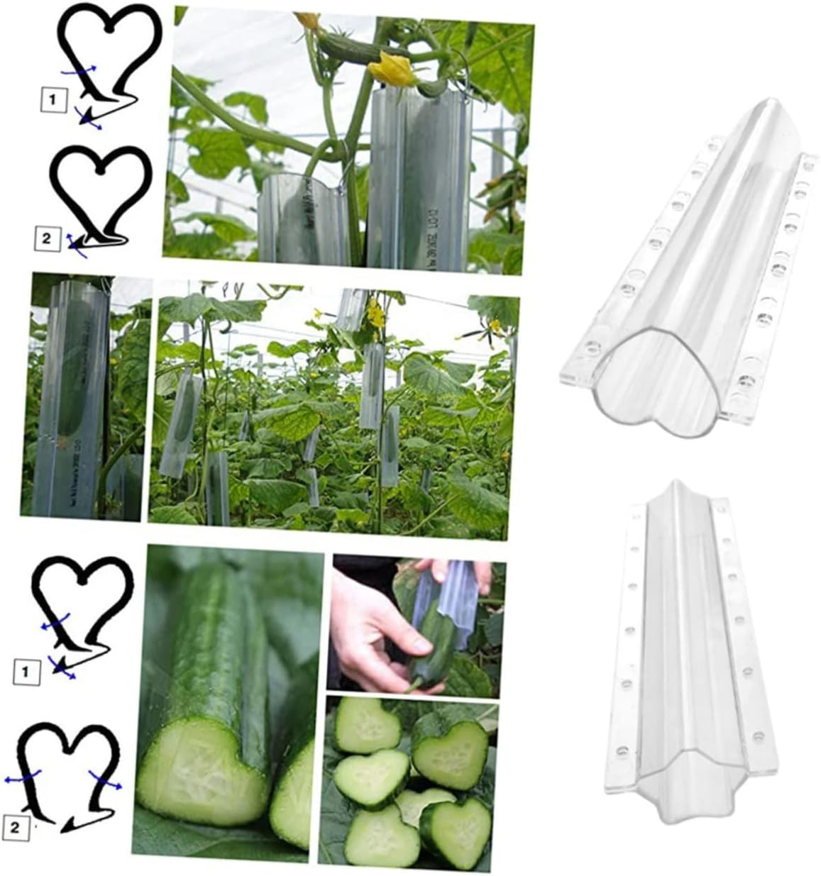 Outanaya 2Pcs Star and Heart Shape Cucumber Shaping Molds for Vegetable and Melon Gardening, Plastic Fruit Stereotype Tools for Home Grow Bags, Vegetable Growing Accessories image number 4