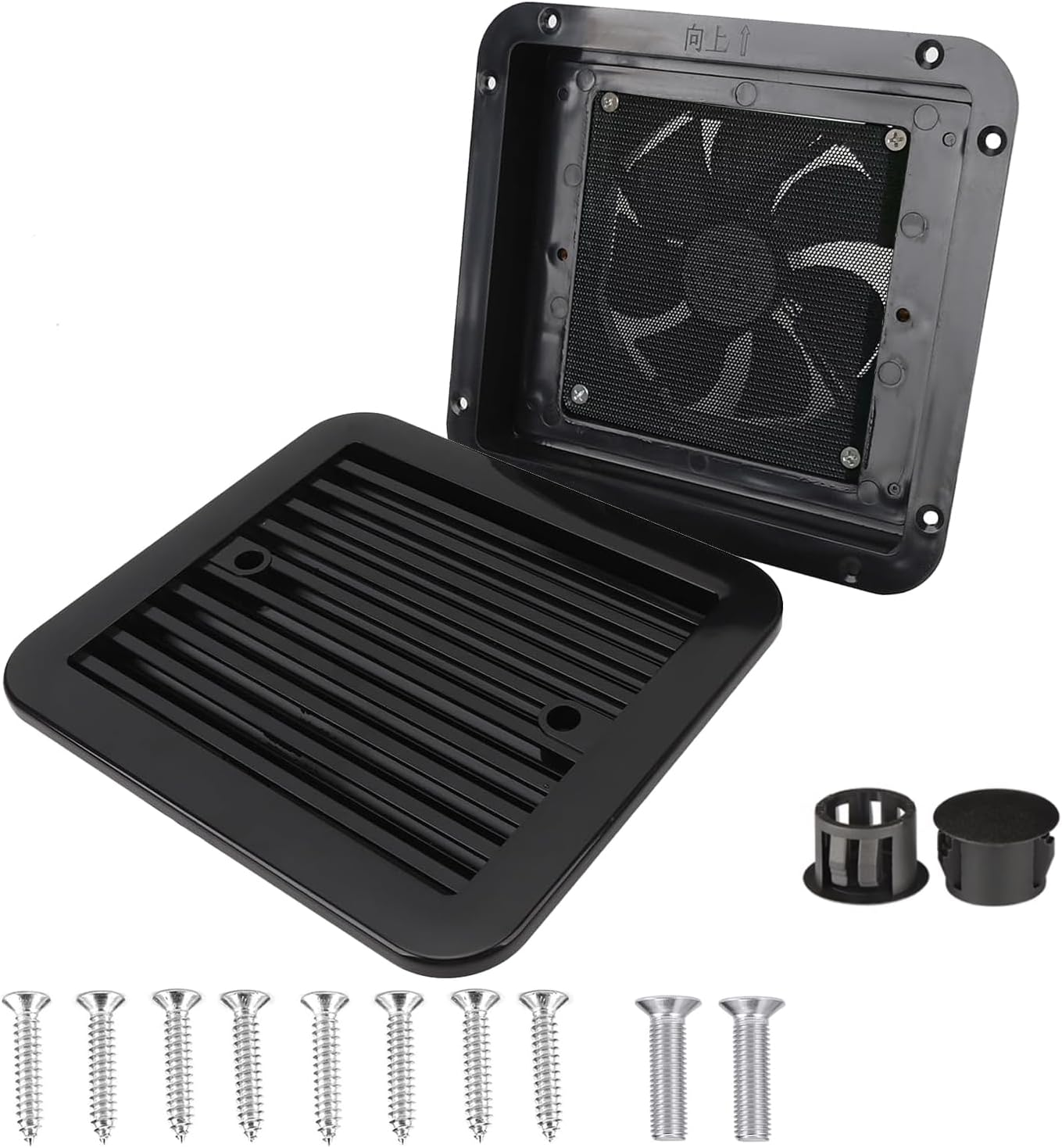 RV Exhaust Fan, 12V RV Side Vent,With Grille for Enclosed Trailer Side Vents, Air Ventilation Fan for Caravan, Motorhome, Camper, Black