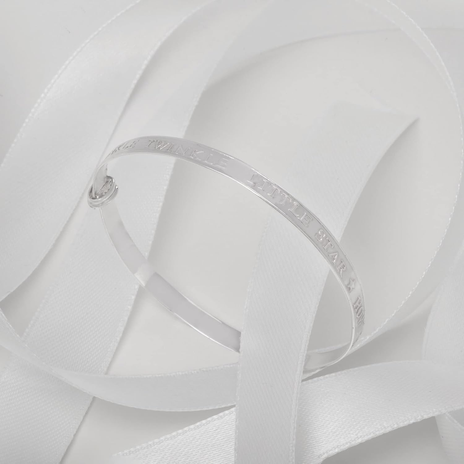 Aeon Jewellery Expanding Baby Bangle - 925 Sterling Silver | Bracelet Engraved with Nursery Rhyme | Perfect as a Christening for a Boy or Girl, 52Mm, Sterling Silver