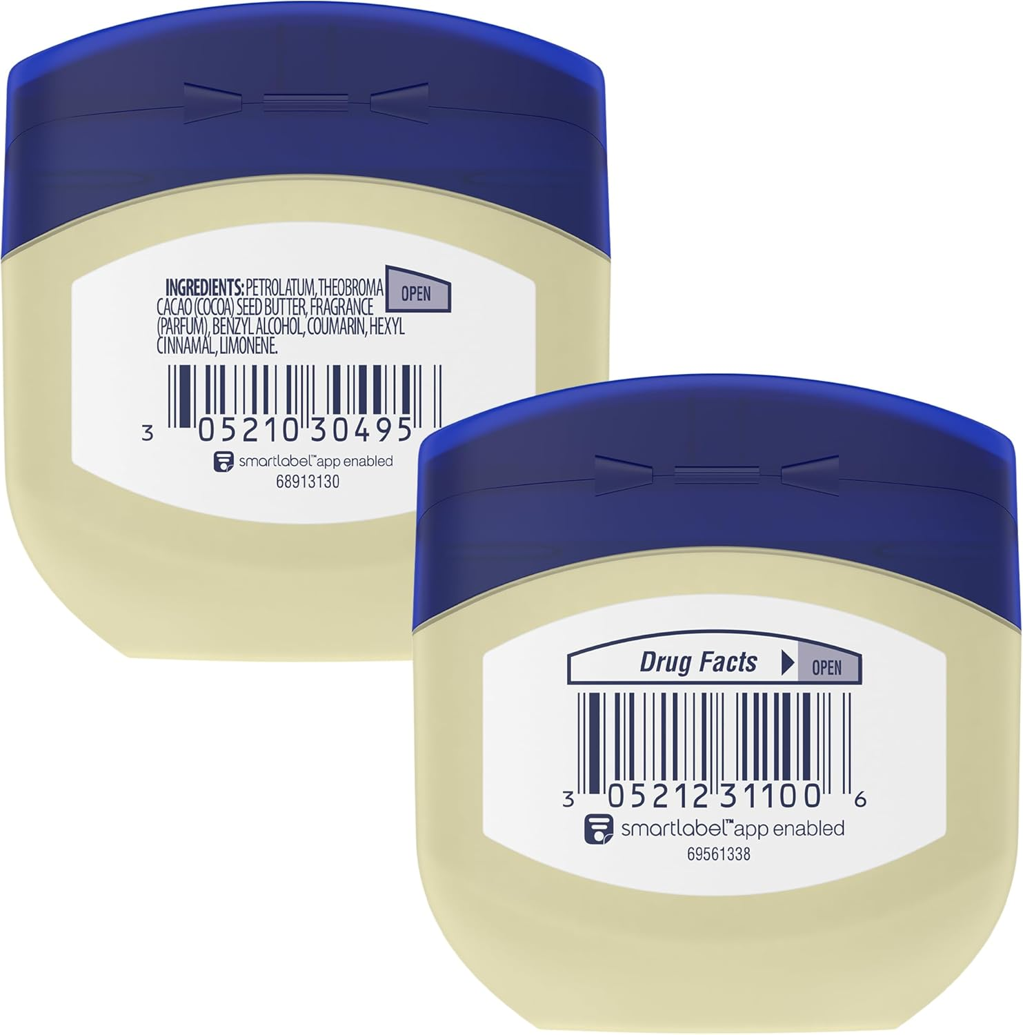 Vaseline Original & Cocoa Butter Healing Jelly Travel-Size Variety 2-Pack &ndash; Rich Moisturizing Ointment, Skin Protectant for Soothing Cracked, Dry Skin, 1.75 Oz Ea image number 5