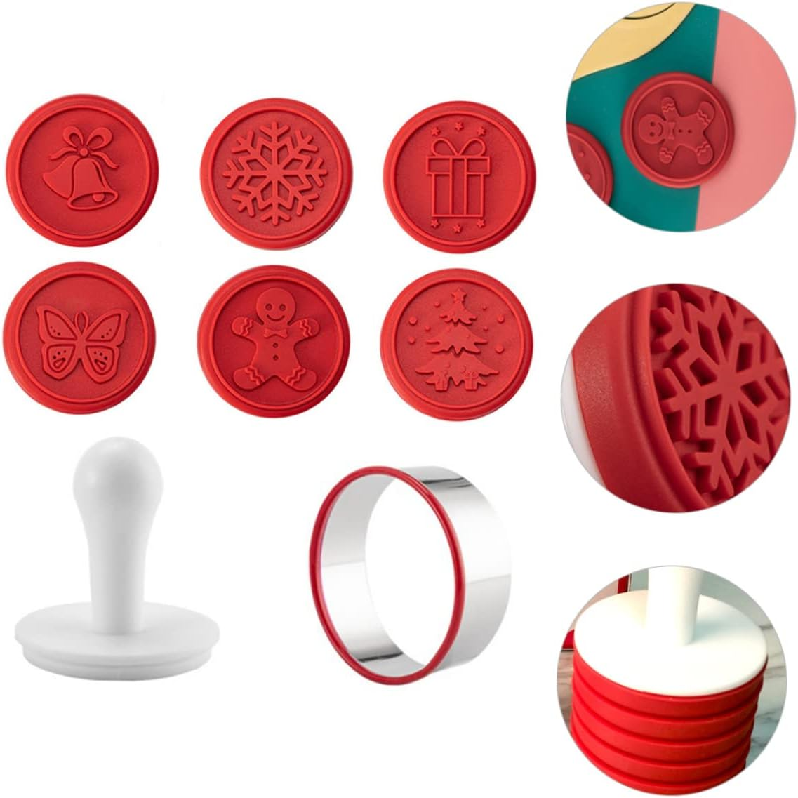 1Set Christmas Cookie Seal Molds Hand Press for Baking for Cookies Jelly and Fondants Food-Grade Safe Materials image number 2