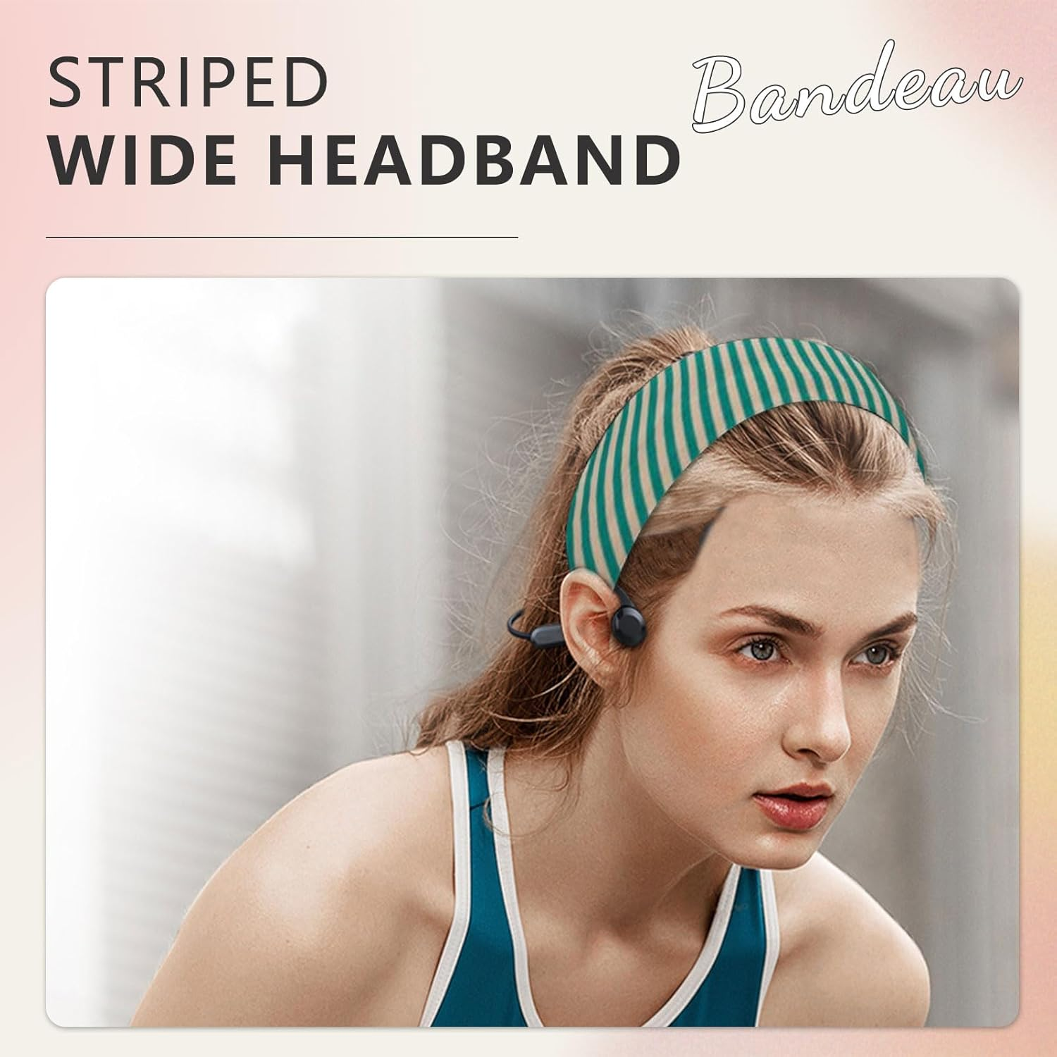 Cosmeria Women'S Headband with Stripes, Soft and Comfortable Sports Headband Made of Polyester and Spandex, Perfect for Yoga, Running and Everyday Use