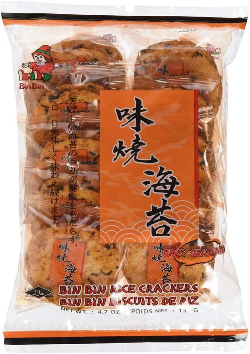 Bin Bin Spicy Seaweed Rice Crackers, 135 G image number 1