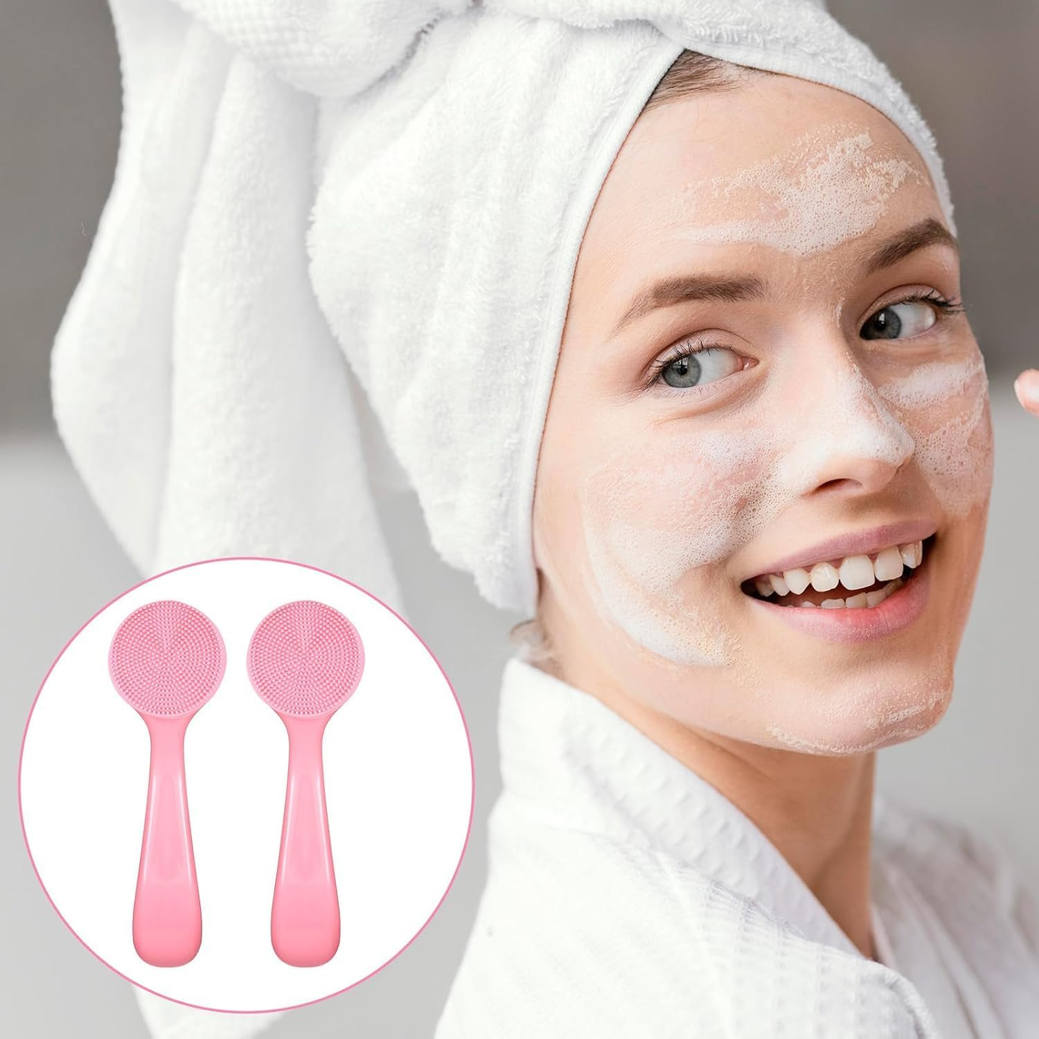 2 Pcs Silicone Manual Facial Cleansing Brush Waterproof Face Cleaning Scrubber Exfoliator Cleanser Soft Face Scrubber Exfoliating Brush for Blackheads Makeup Residues Removal image number 6