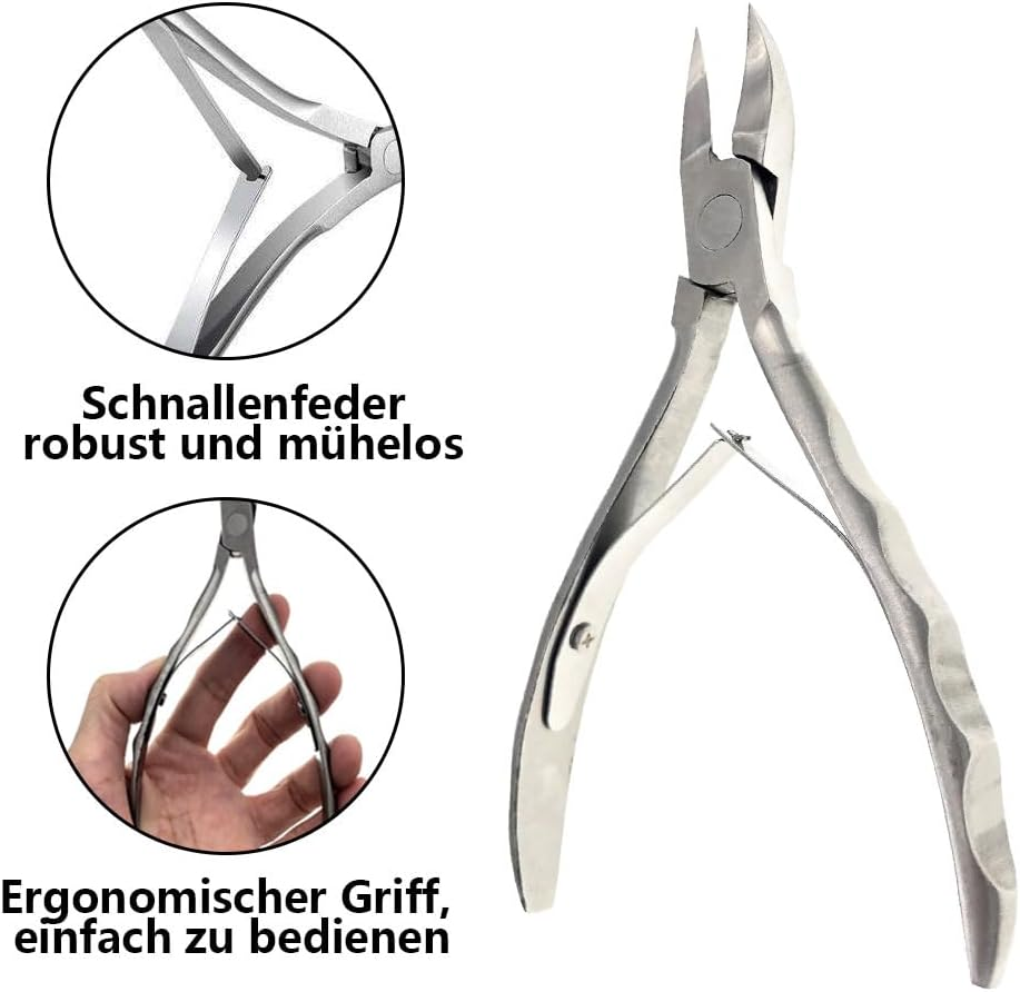 Premium Nail Nippers, Corner Pliers, Foot Care with Straight Blade, Nail Clippers, Precision Toenail Scissors Made of Stainless Steel, Clipper with Protective Cap, Silver image number 5