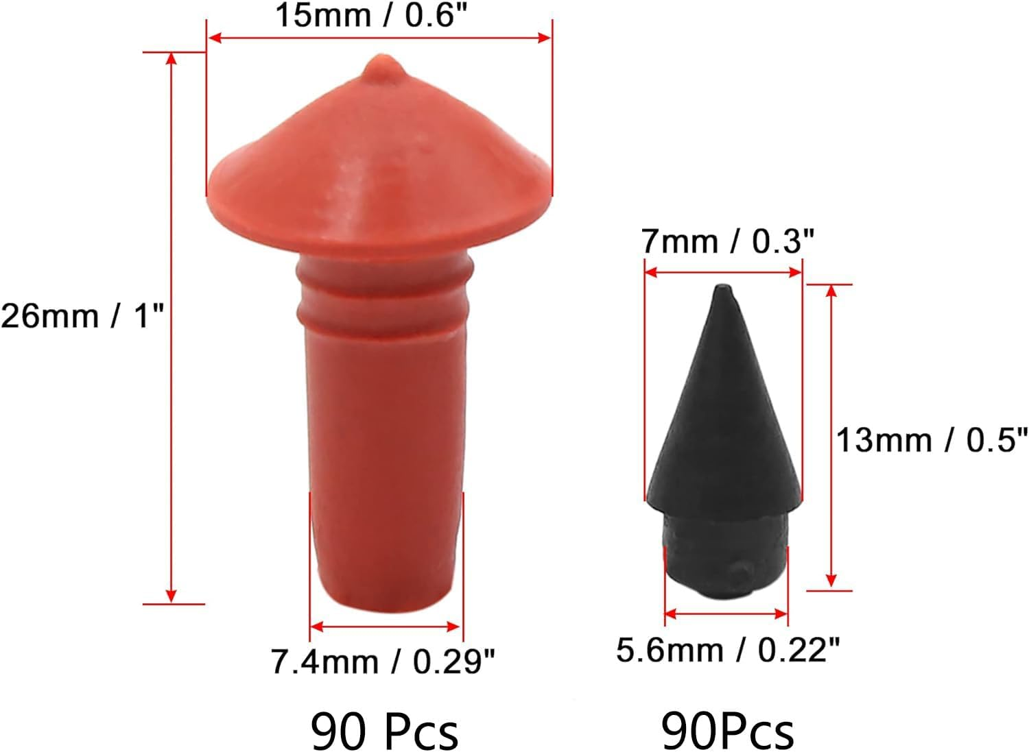 180Pcs Universal Mushroom Shaped Tire Repair Insert Plugs Red Black 7Mm 170 Pack image number 2