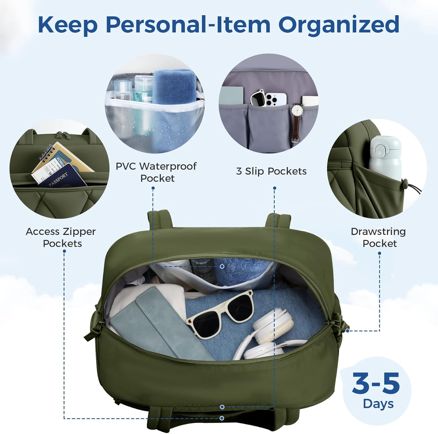 Lekespring Gym Bag for Women, Puffer Travel Duffle Bag with Shoes Compartment & Wet Pocket, Carry on Tote Bag for Weekender, Overnight, Sport, Green, Medium, Lightweight