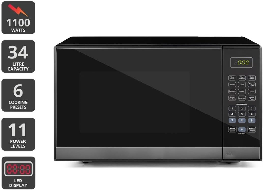 Kogan 34L Microwave with Mirror Finish (Black) - KAMWO34LSLB