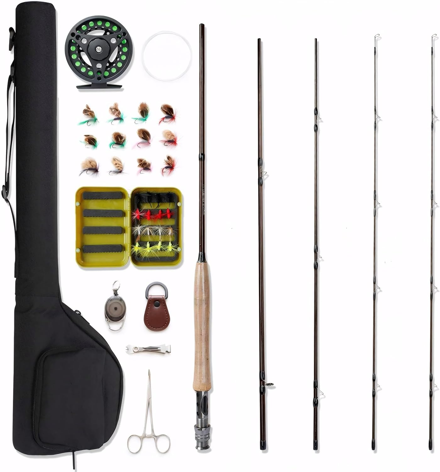 Netangler Fly Fishing Combo,Lightweight Portable Rod and Reel Kit,Graphite Pole with Carbon Fiber Blanks and Chromed Stainless-Steel Snake Guides 4-Piece,With Carry Bag(5-6#) image number 2