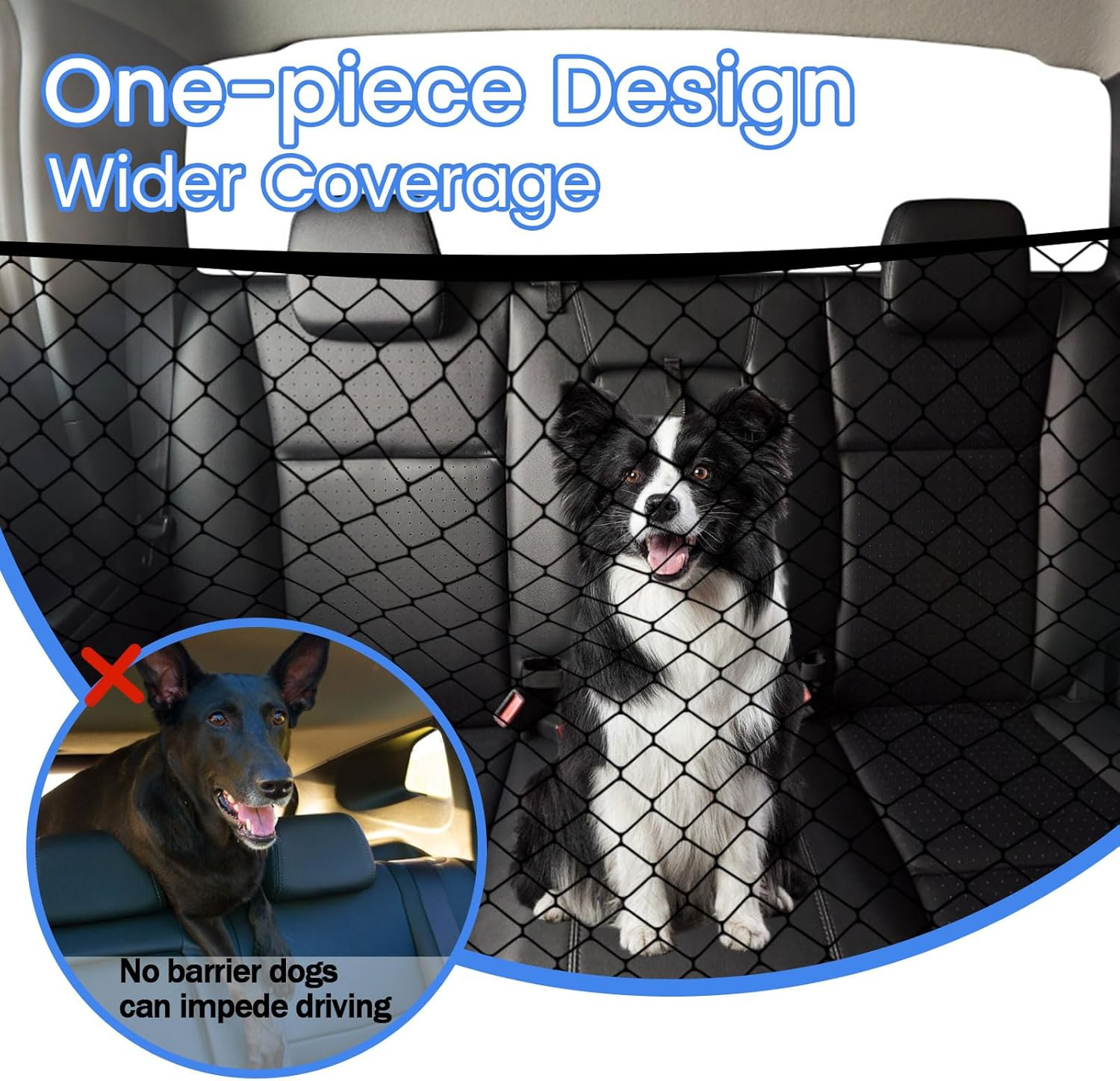 Dog Barrier Car Net with Hooks, Pet Barrier for Car, Car Rear Seat Isolation Barrier Net Back Pet Dog Seat Divider, Dog Car Net Barrier Trunk for Car, Trucks, SUV, Vans (47.2'' X 27.5'') image number 6