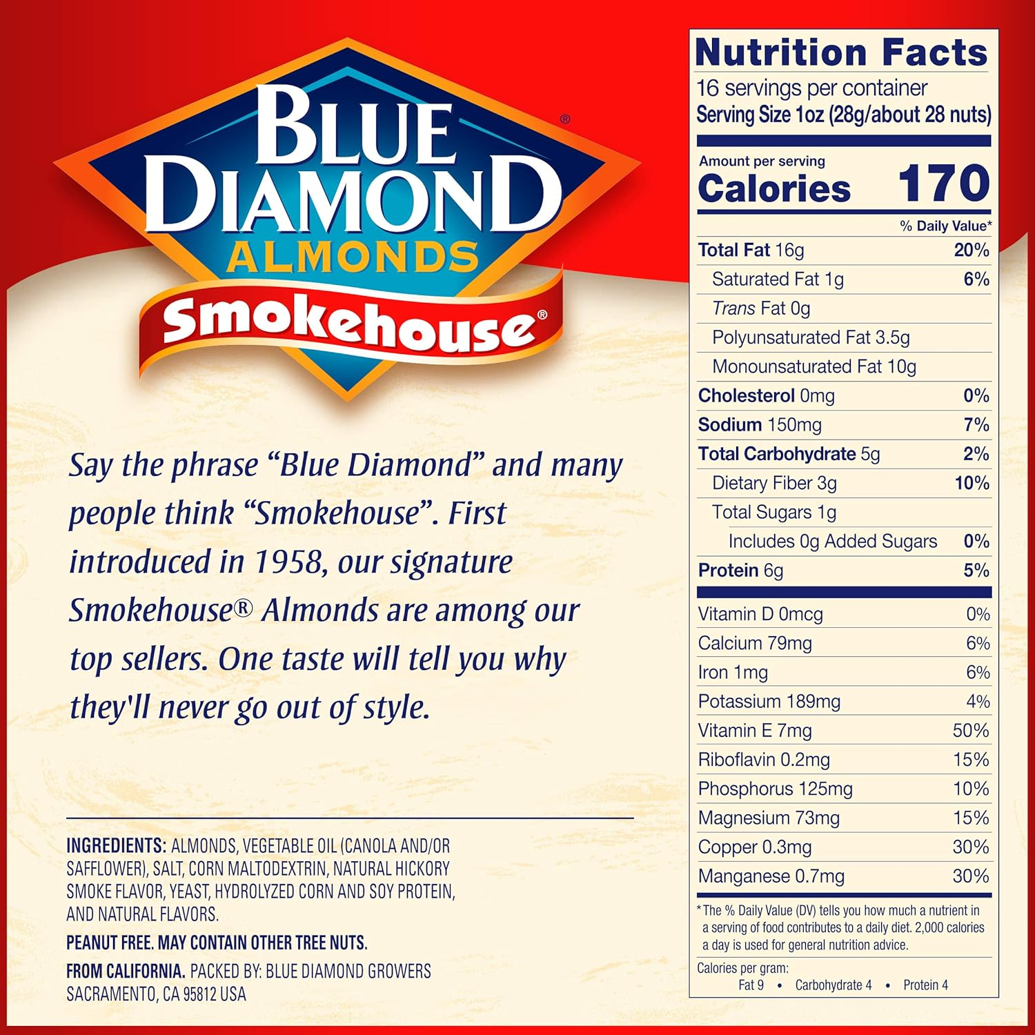 Blue Diamond Almonds Gluten Free Smokehouse Flavored Snack Nuts, 16 Oz Resealable Bag (Pack of 1) image number 3