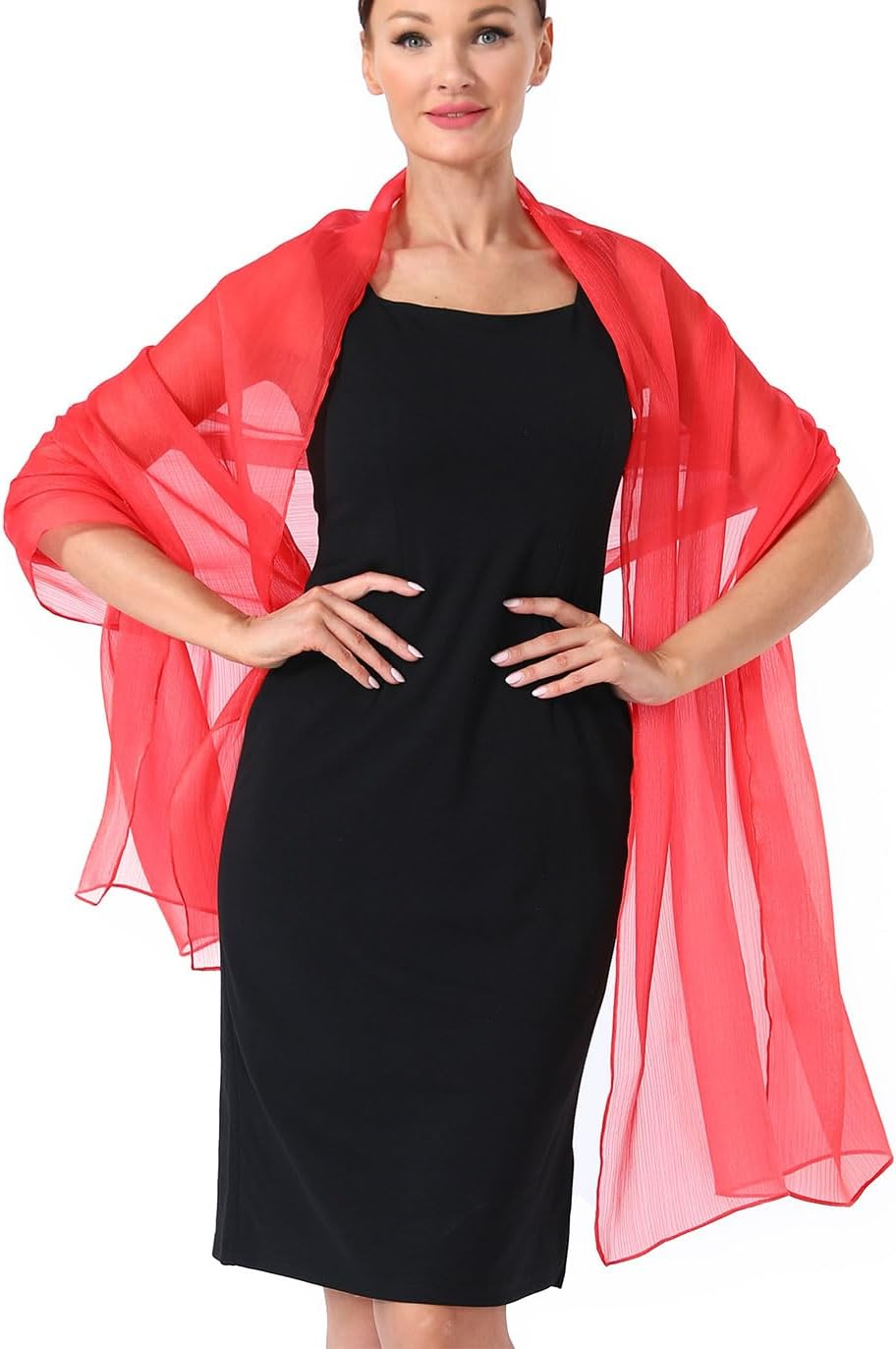 Chiffon Crepe Shawl for Women, Elegant Sheer Shawls and Wraps for Formal Evening, Soft Wedding Brides Scarf image number 2