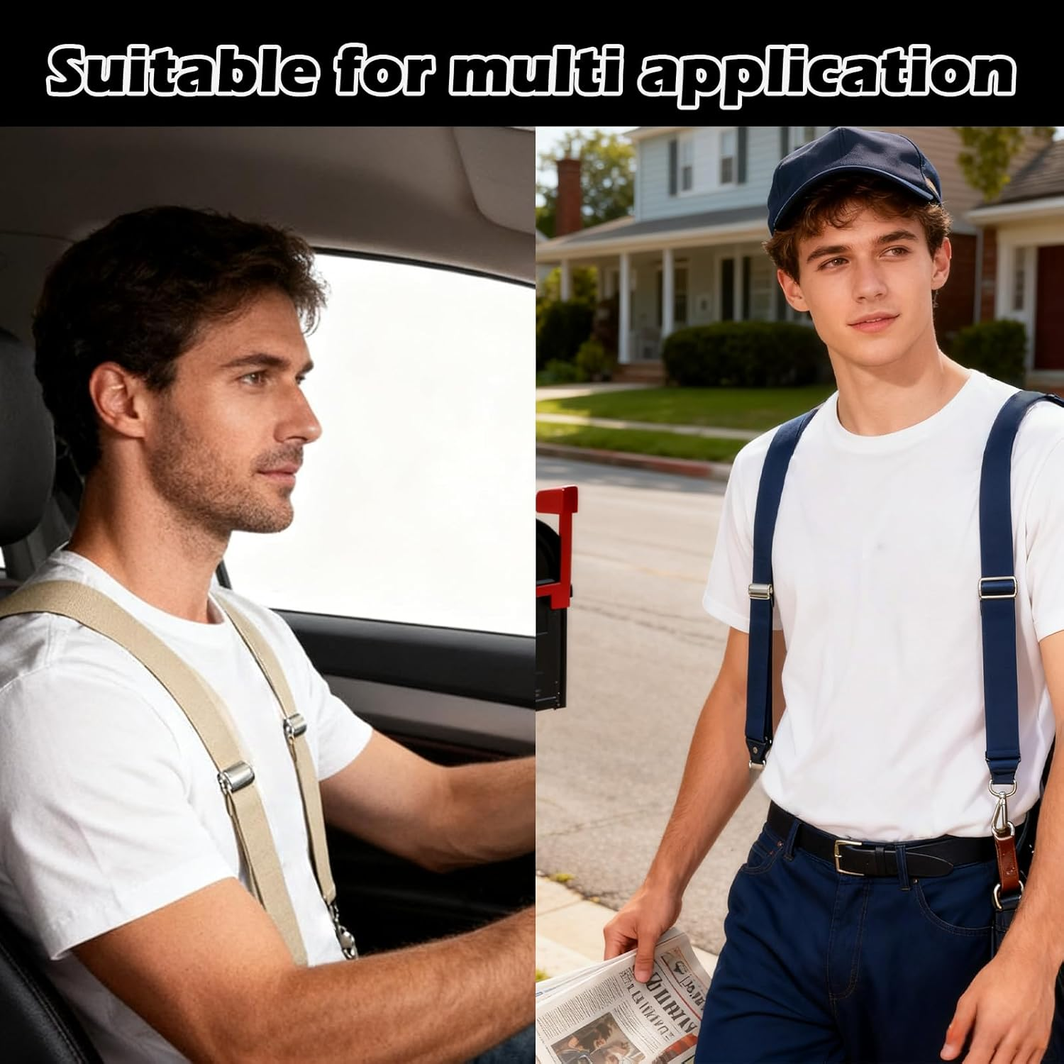 Vymoreon Men'S Suspenders with 4 Swivel Hooks for Heavy Duty, Big and Tall Mens Braces for Trousers - Blue image number 6