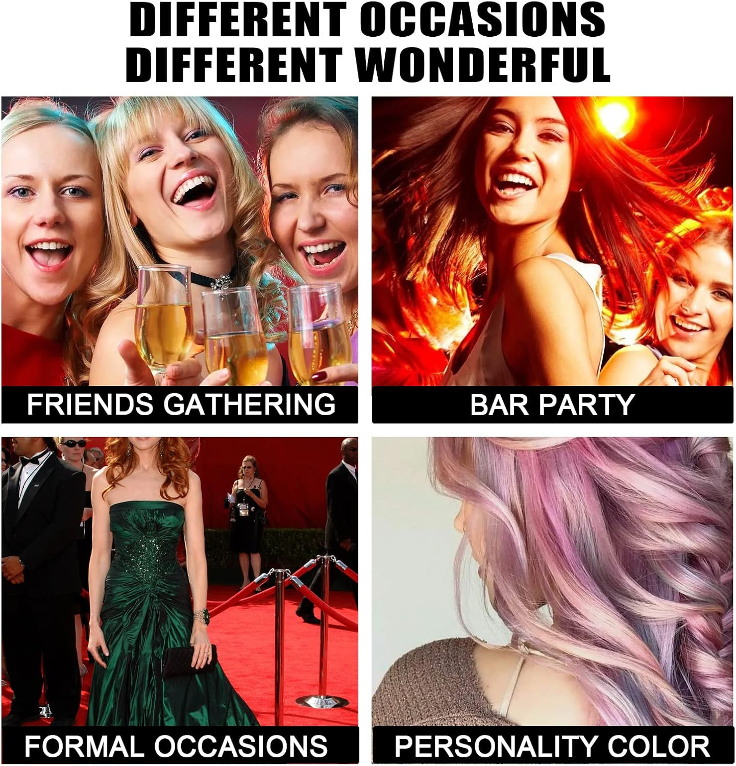 Cynamus Temporary Hair Colour, Hair Colour Wax, Temporary Hair Colour Mud, Temporary Hair Dye Men Women for DIY Hairstyle on Halloween Costume, for Carnival, Party, Christmas, 4 Colours Hair Mask image number 5