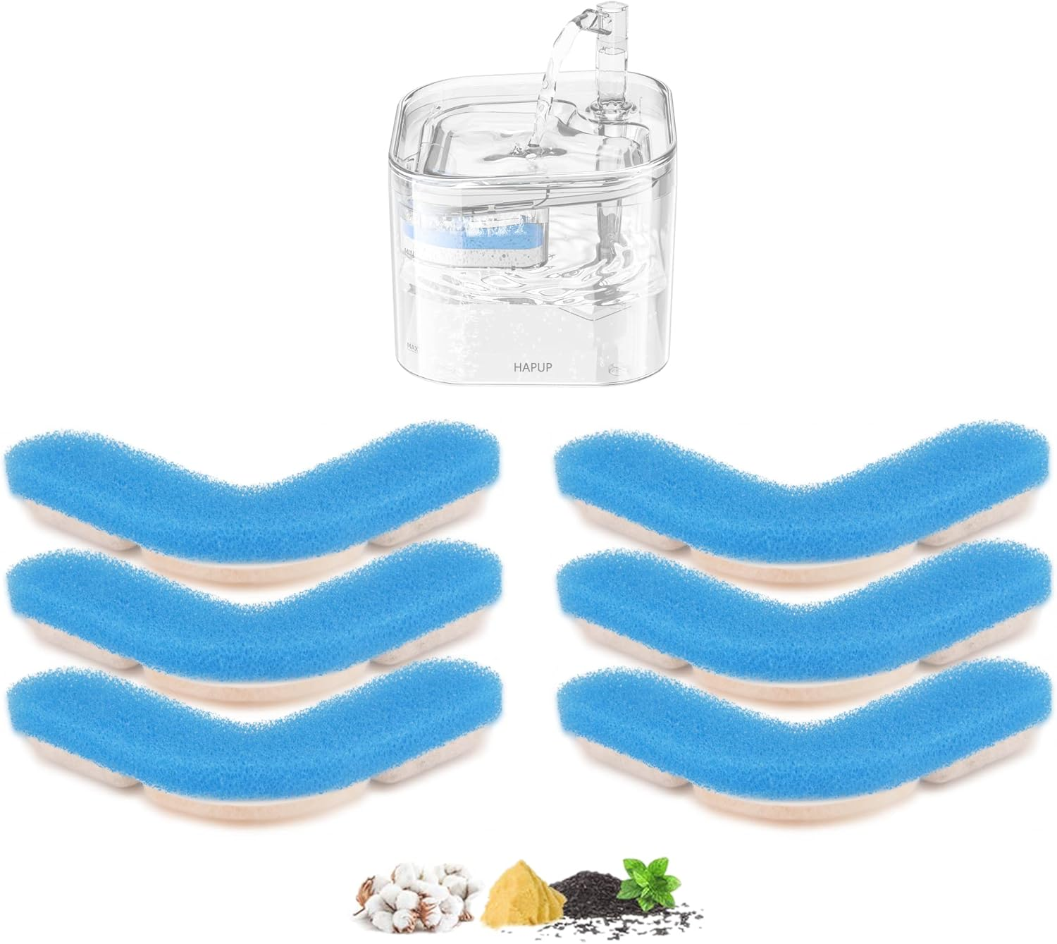 HAPUP Cat Water Fountain Filter Replacement Upgrade Cat Fountain Filter L-Shaped Washable Animal Water Fountain Filters with 4 Filtration System for Kitty Spout Cat Fountain Square 2.2L image number 3