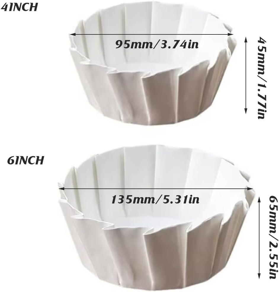 AIMALL 100PCS Non-Stick Oil-Proof Cake Paper Trays Disposable Food-Grade Baking Cups Heat Resistant Muffin Bread Pastry Serving Plates 4In & 6In round White Liners image number 6