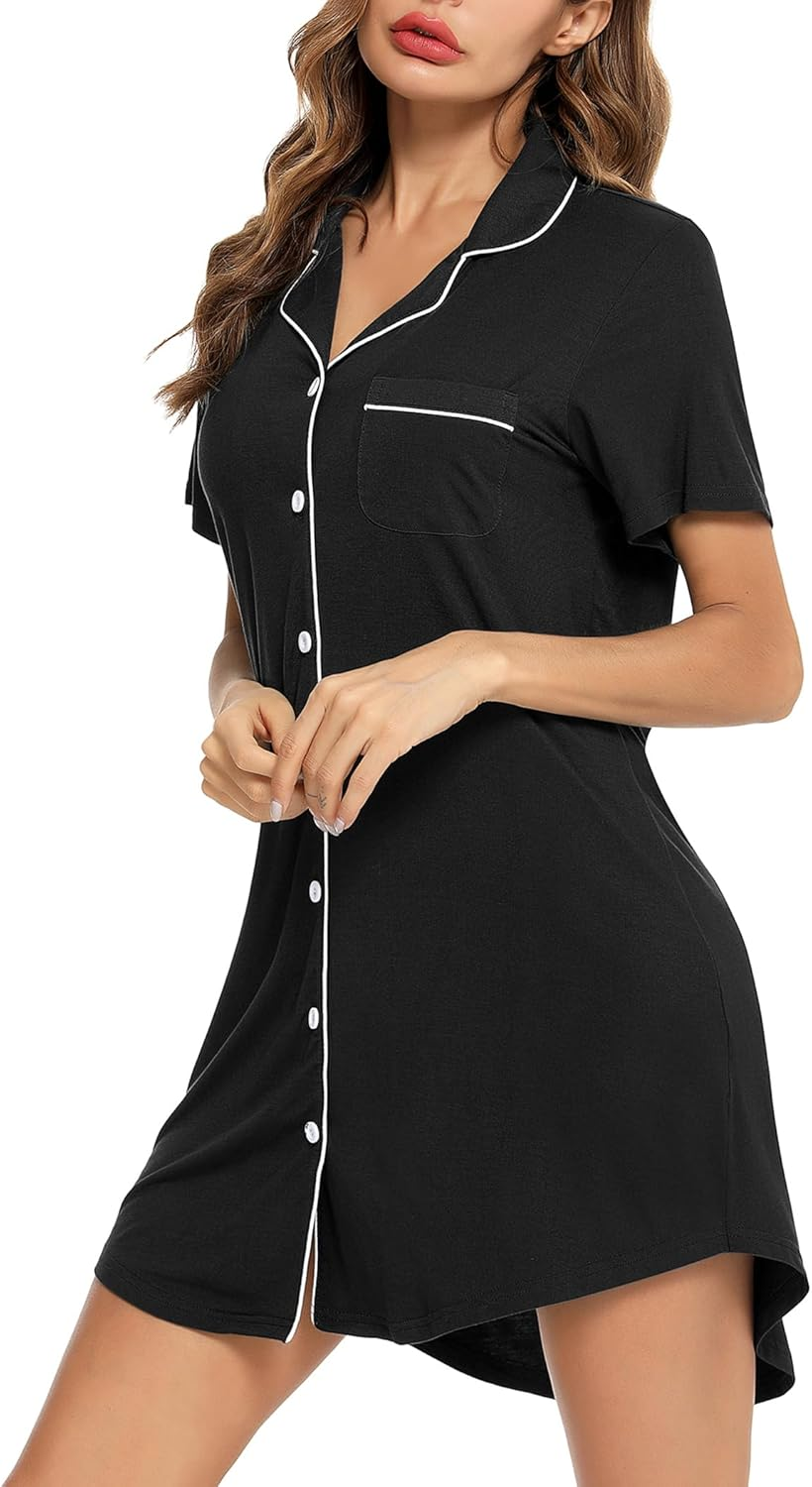 Maternity Nightgown for Women Nursing Pajamas Long Sleeve Sleepshirt image number 3