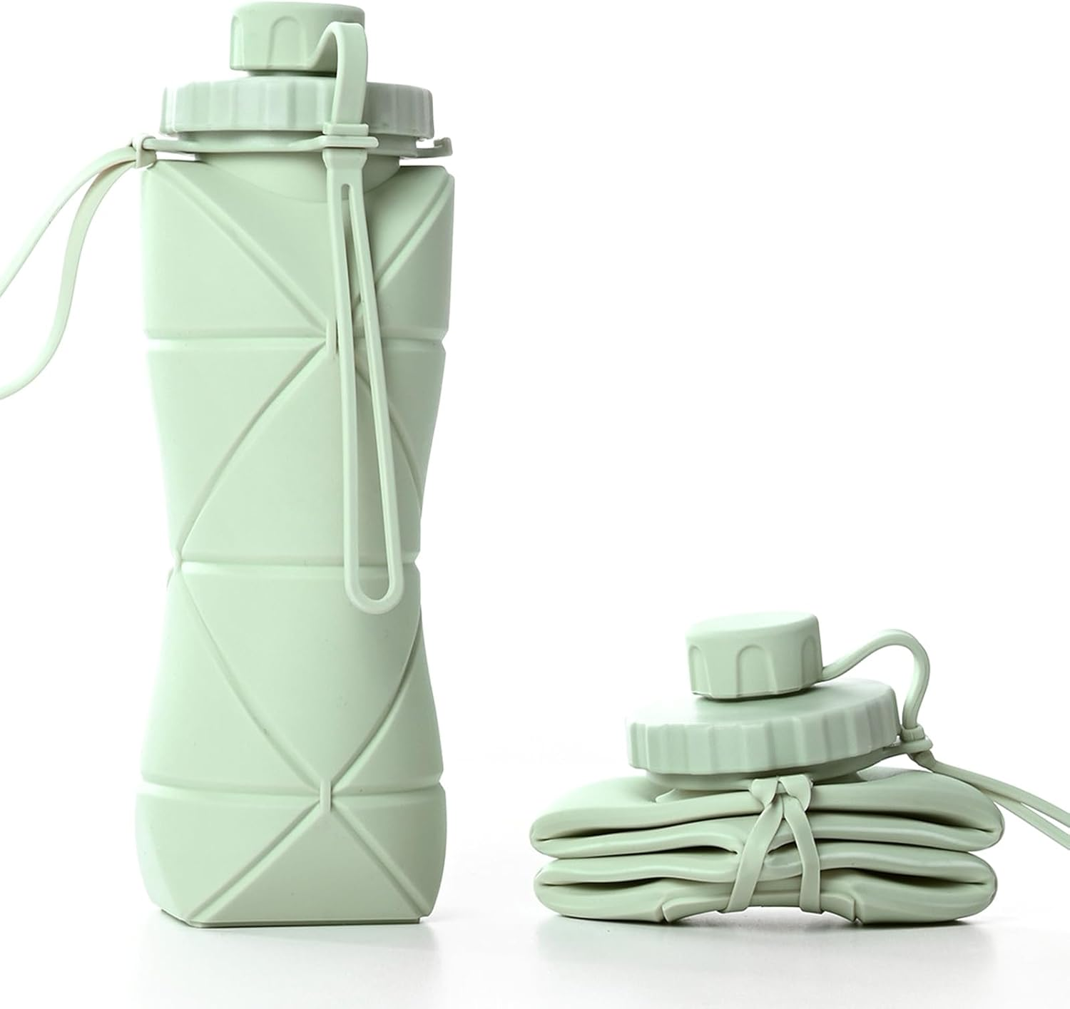 Collapsible Water Bottle - Lightweight Silicon Foldable Water Bottle with Double Leak-Proof Design and Safety Rope Cap for Outdoor Hiking, Sports and Travel image number 3