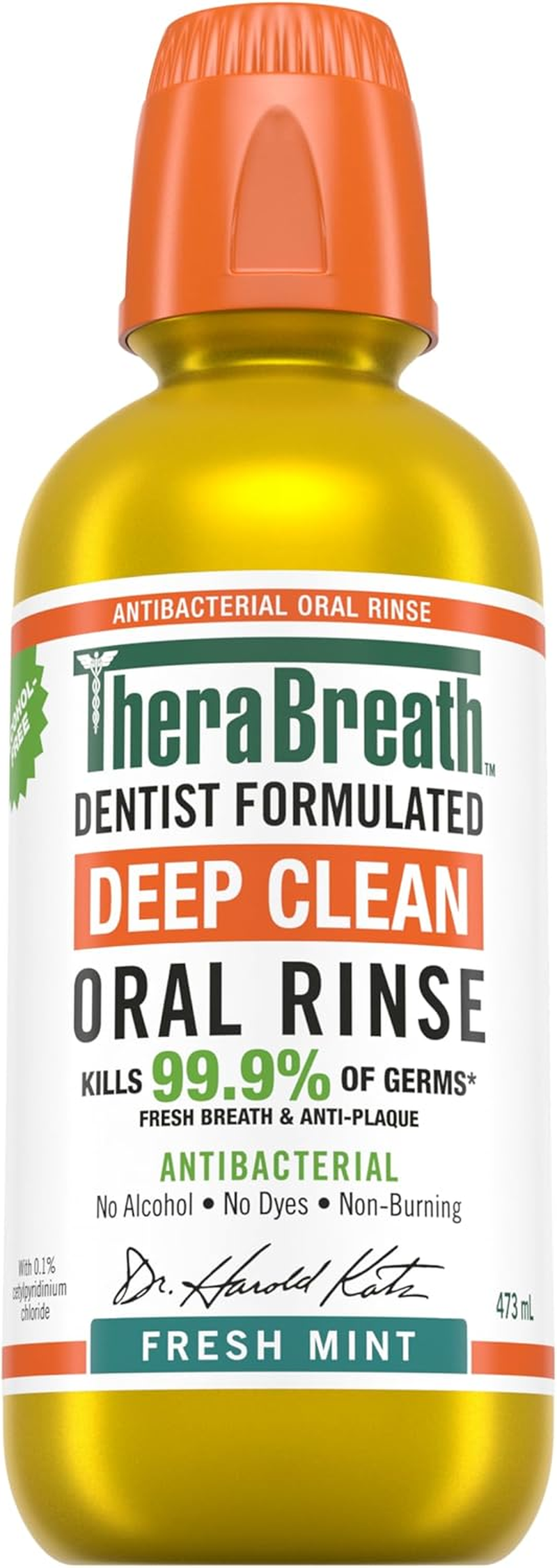 Therabreath Deep Clean Oral Rinse, Refreshing Mint Flavour 473Ml &ndash; Dentist Formulated Mouthwash, Kills 99.9% of Germs, Alcohol-Free, Non-Burning, Anti-Plaque, Supports Daily Oral Hygiene image number 2