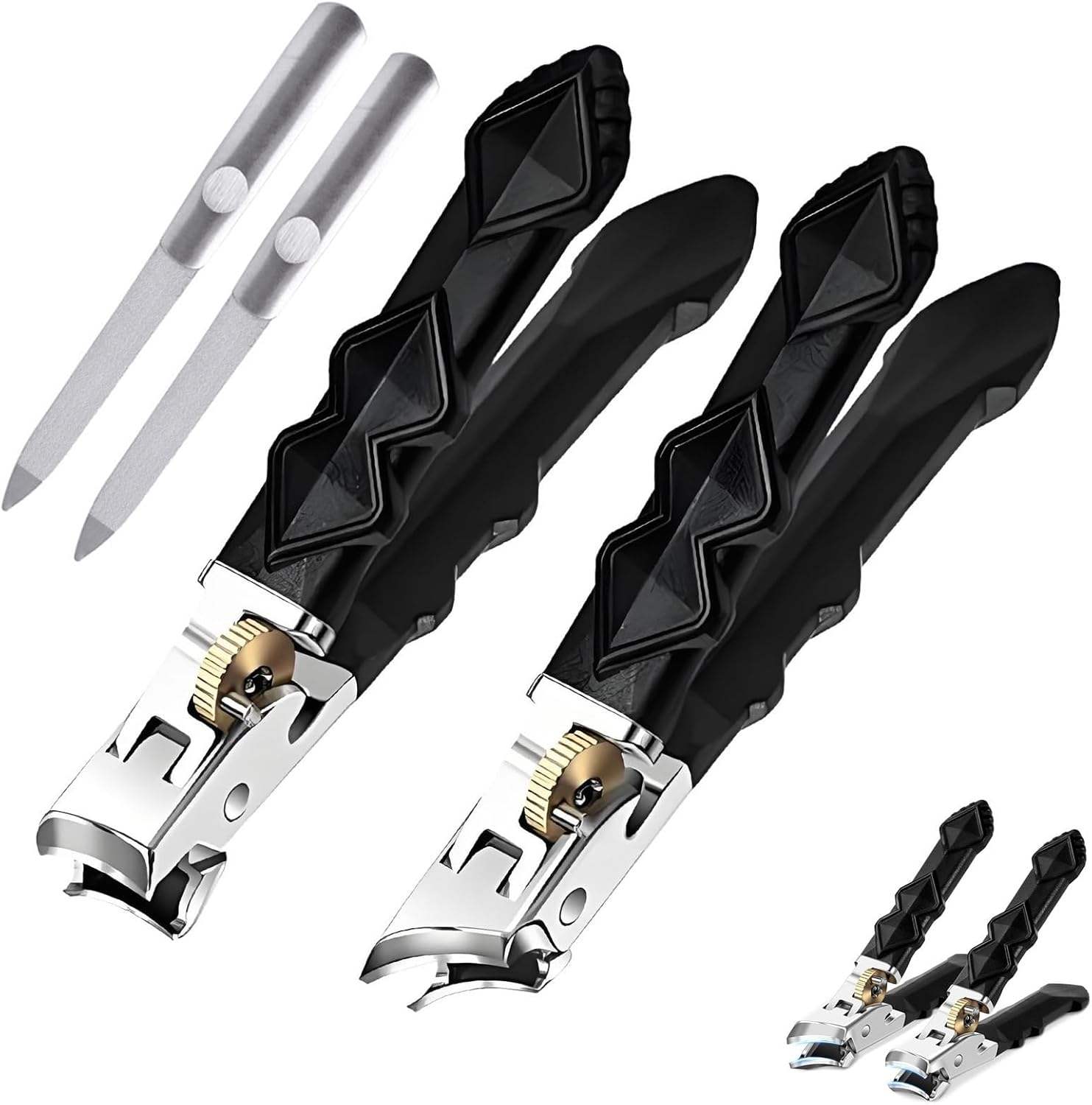 Lifepac Nail Clippers, Fanyil/Goredny Nail Clippers,180&deg; Wide-Mouth Bite, Splash-Proof Design, Double Configuration of Oblique and Flat Mouth, for Thick Nails(Flat Mouth)