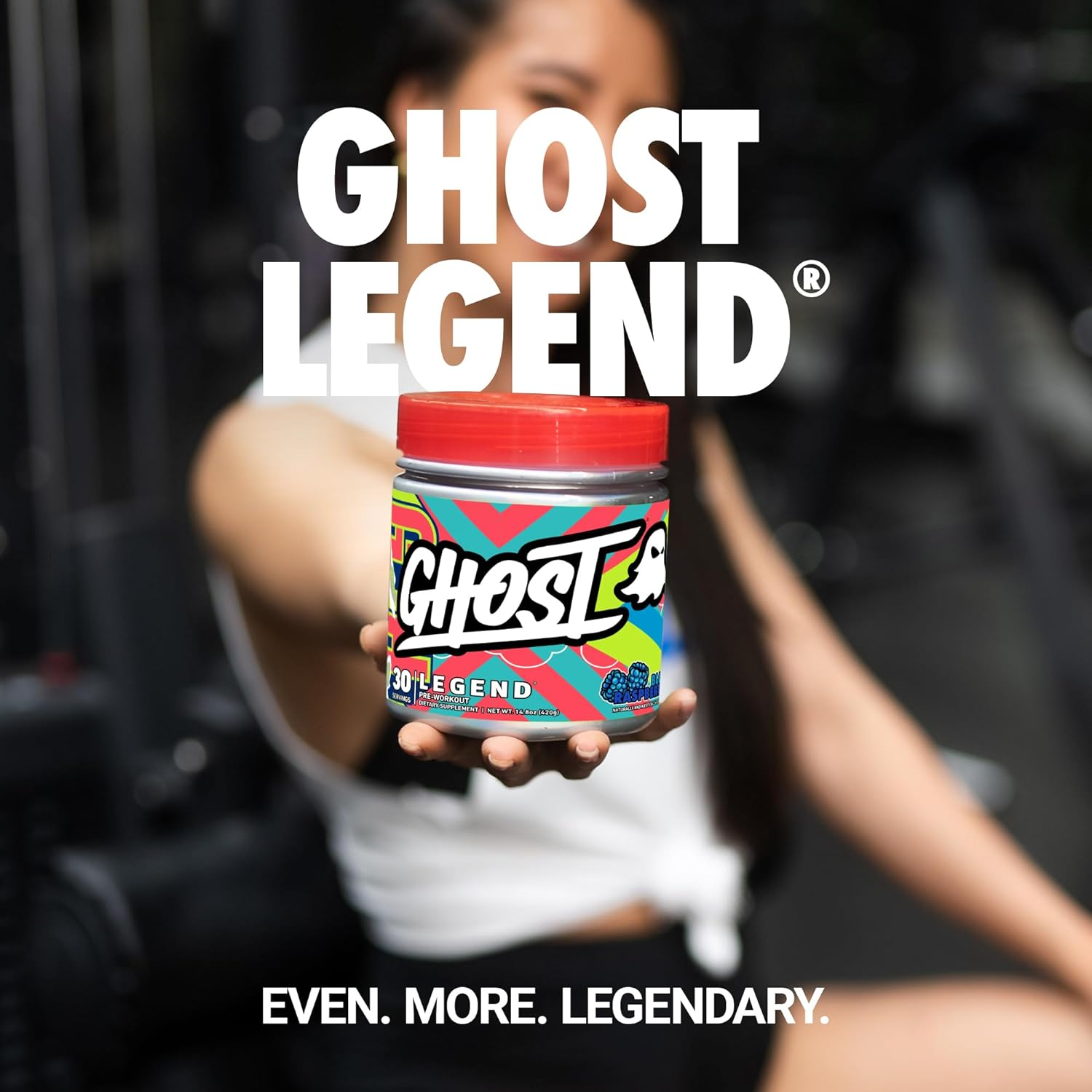 GHOST Legend V3 Pre-Workout Energy Powder- 30 Servings, BLUE RASPBERRY - Caffeine, L-Citrulline, & Beta Alanine Blend for Energy Focus & Pumps - Free of Soy, Sugar & Gluten, Vegan