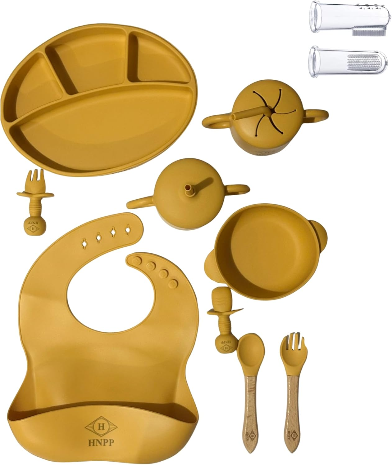 16-Piece BPA Free Silicon Baby Feeding Set Including Two Sizes Finger Toothbrush and Case. (Light Blue)