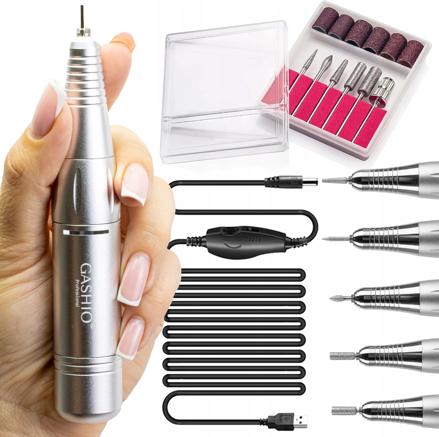 GASHIO&reg; Nail Cutter for Gel Nails, Nail Drill 50 W, Electric Nail File, Manicure Pedicure Set, Electric, Nail Cutter with Cable, Nail Cutter with Foot Pedal, Nail Machine for Nails, 35,000 Rpm