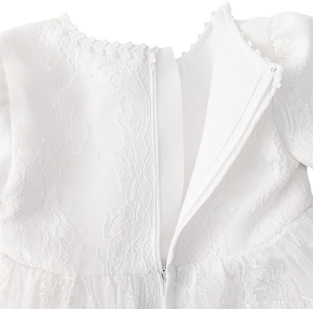 Dressy Daisy Flower Girl Dress Baby Toddler White Lace Dresses for Wedding Special Occasion Birthday Party Size 3 Months - 3 Years image number 3