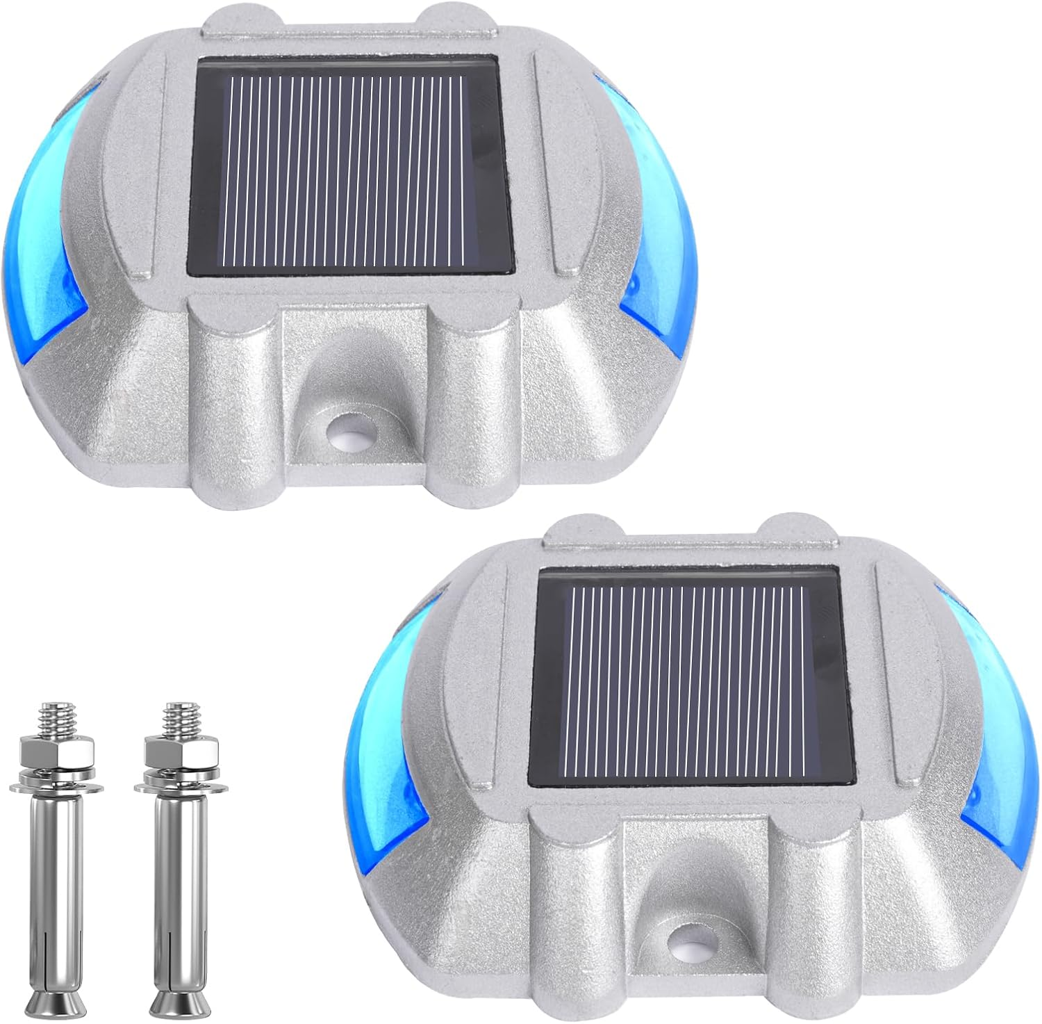 Brightark Driveway Lights, Driveway Solar Lights, Blue Solar Garden Light Deck Lights for Garden Step Sidewalk Stair Ground Pathway, 2 Pack