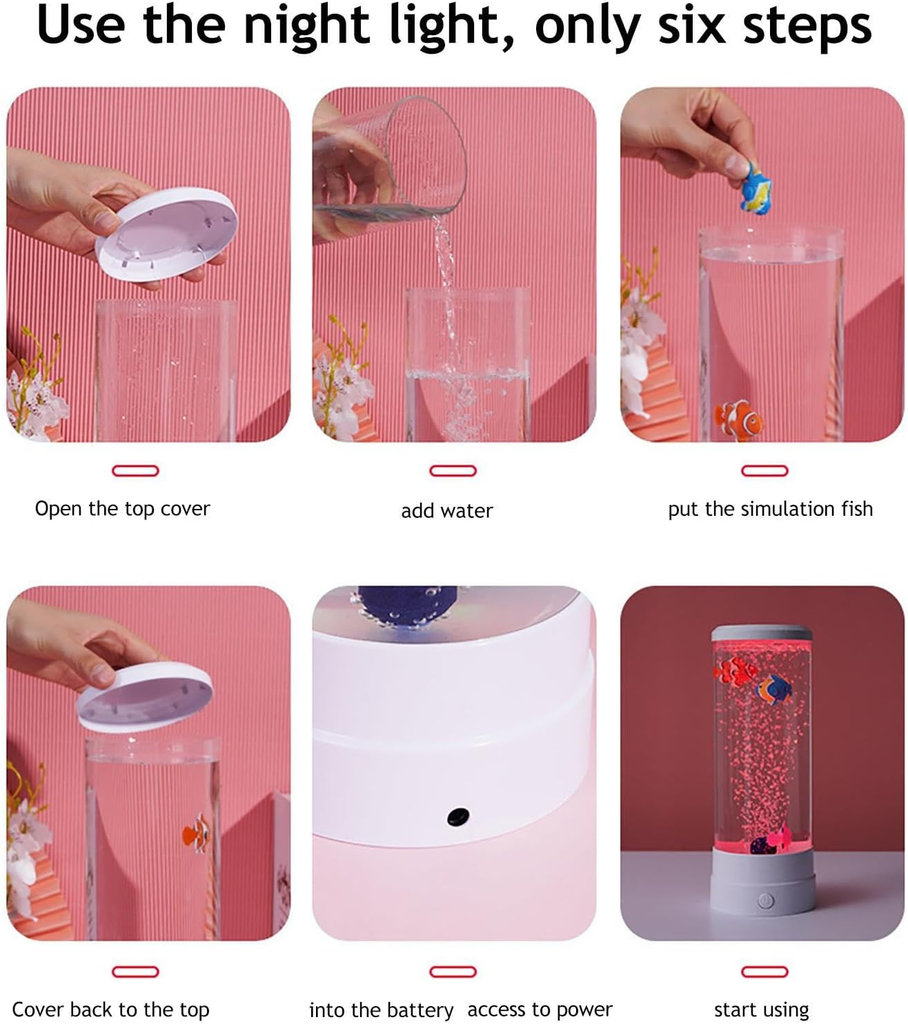 Bubble Fish Tube Light,Aquarium Lamp Bubble Fish Night Light - Color Changing Realistic Bubble Tube Lamp for Cafe Bedroom Bar Restaurant Home Jeciy-Au image number 6