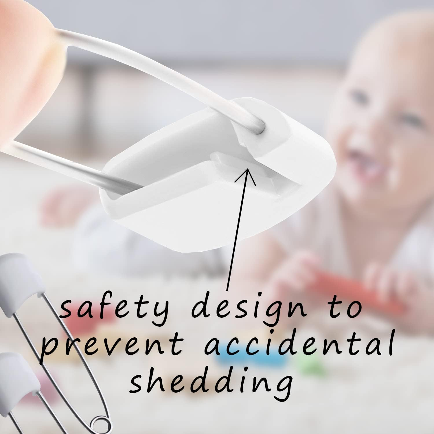 12 Baby Nappy Safety Pins, 2.2 Inch Diaper Plastic Push-In Pins, 55Mm Durable Head Fasteners with Safety Lock Closures, Stainless Steel, Ideal for Terry Squares, Flat and Prefold Nappies (12 Pack) image number 2