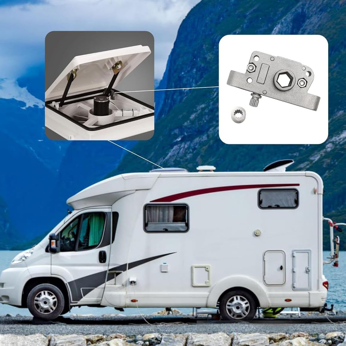 Maxxfan Standard Replacement Parts, Maxxair Pro Fan Replacement Parts, Roof Ventilation Cover Gear Operating Mechanism Compatible with Electric Elevator 10A20281K1 10-20281K-1Af image number 4