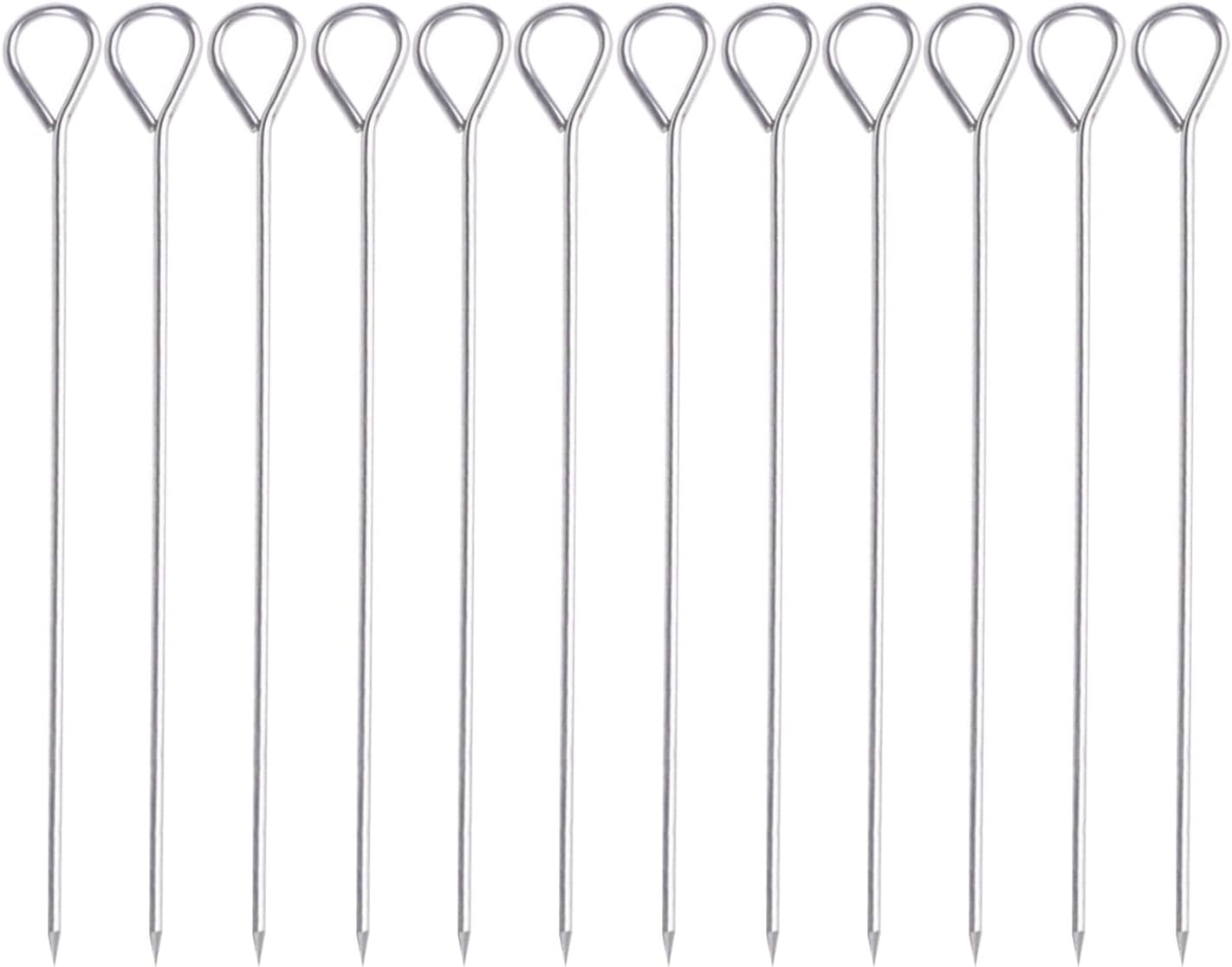 12 Pcs 8 Inch Stainless Steel Skewers，Metal BBQ Skewers Reusable Barbecue Skewers for Grilling, Rotisserie, and Kabobs