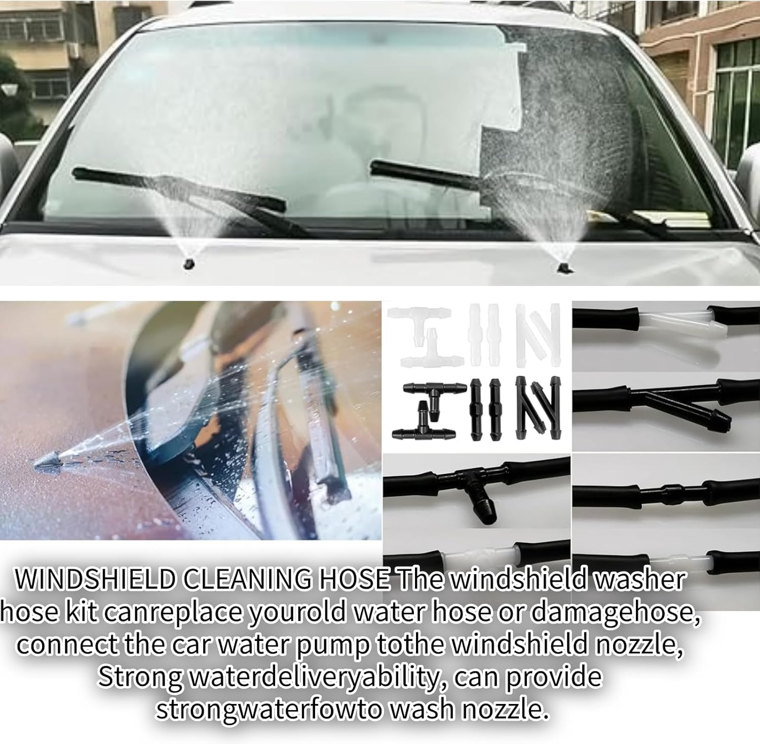 Windshield Washer Hose Kit, 4 Meter Washer Fluid Hose with 12 Pcs Adapter Connectors,Connect Car Water Pump and Nozzles,Universal Auto Replacement Parts,Reusable image number 3