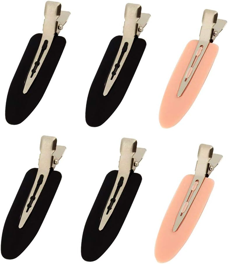 6 Pieces No Bend Hair Clips, No Crease Hair Clips, Makeup Clips for Hairstyling (Black&Pink&White)