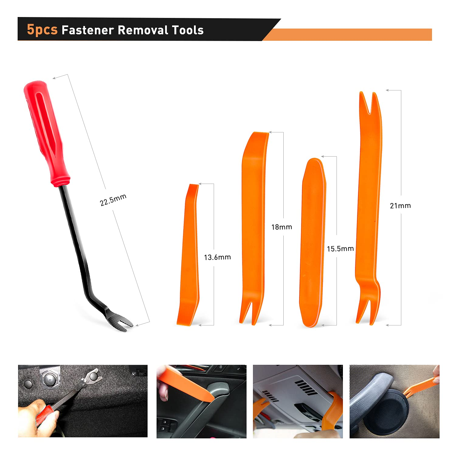 GOOACC 380Pcs Car Automotive Plastic, Metal, Nylon Push Pin Rivet with Fastener Remover Trim Clip Panel Body Interior Assortment Retainer Assortment Clips, (Grc-97),Black image number 6