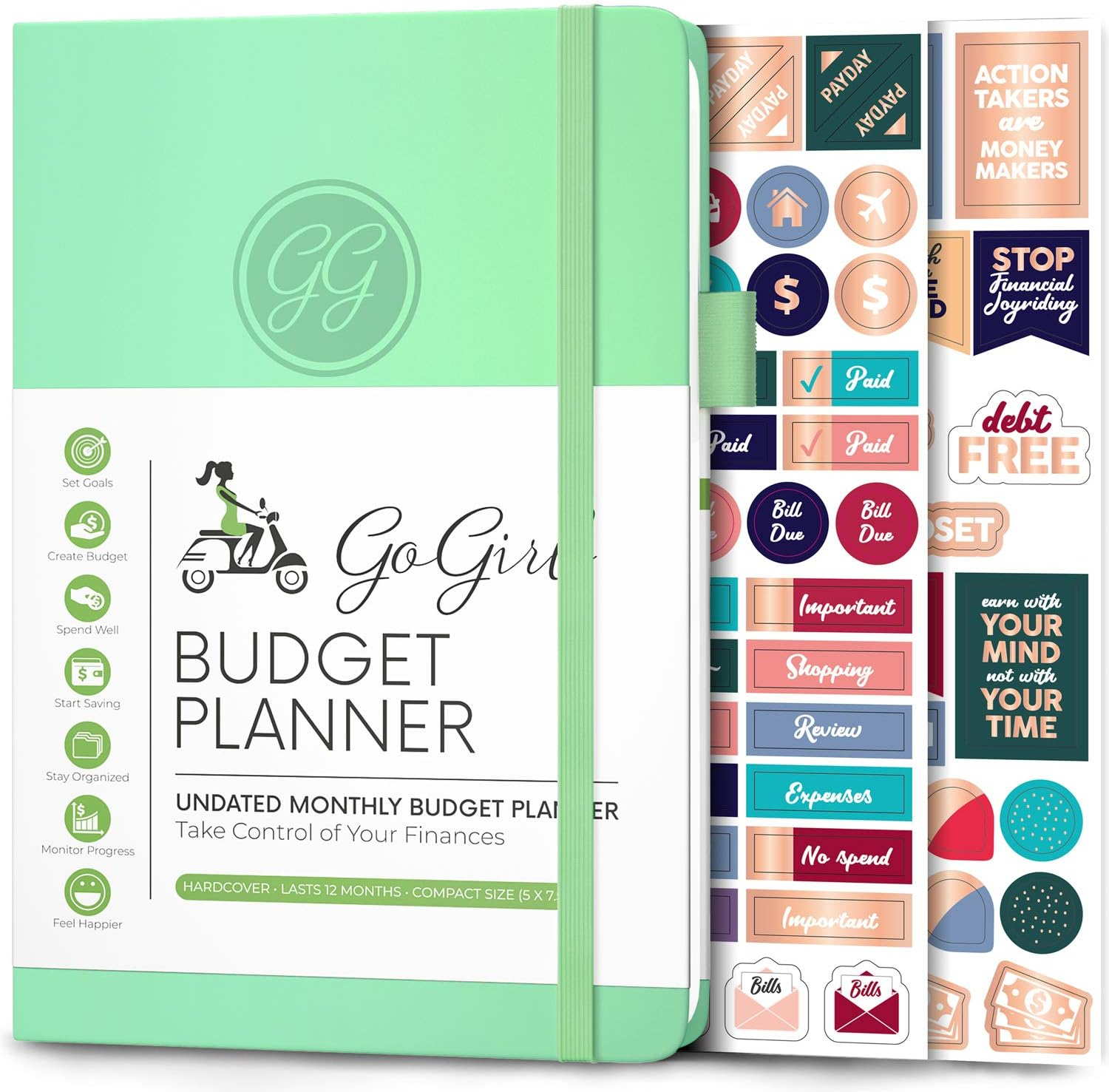 Gogirl Budget Planner - Monthly Financial Planner Organizer Budget Book. Expense Tracker Notebook Journal to Control Your Money. Undated - Start Any Time, 5.3" X 7.7", Lasts 1 Year Compact (5.3" X 7.7") - Smaller than A5 Lavender image number 6