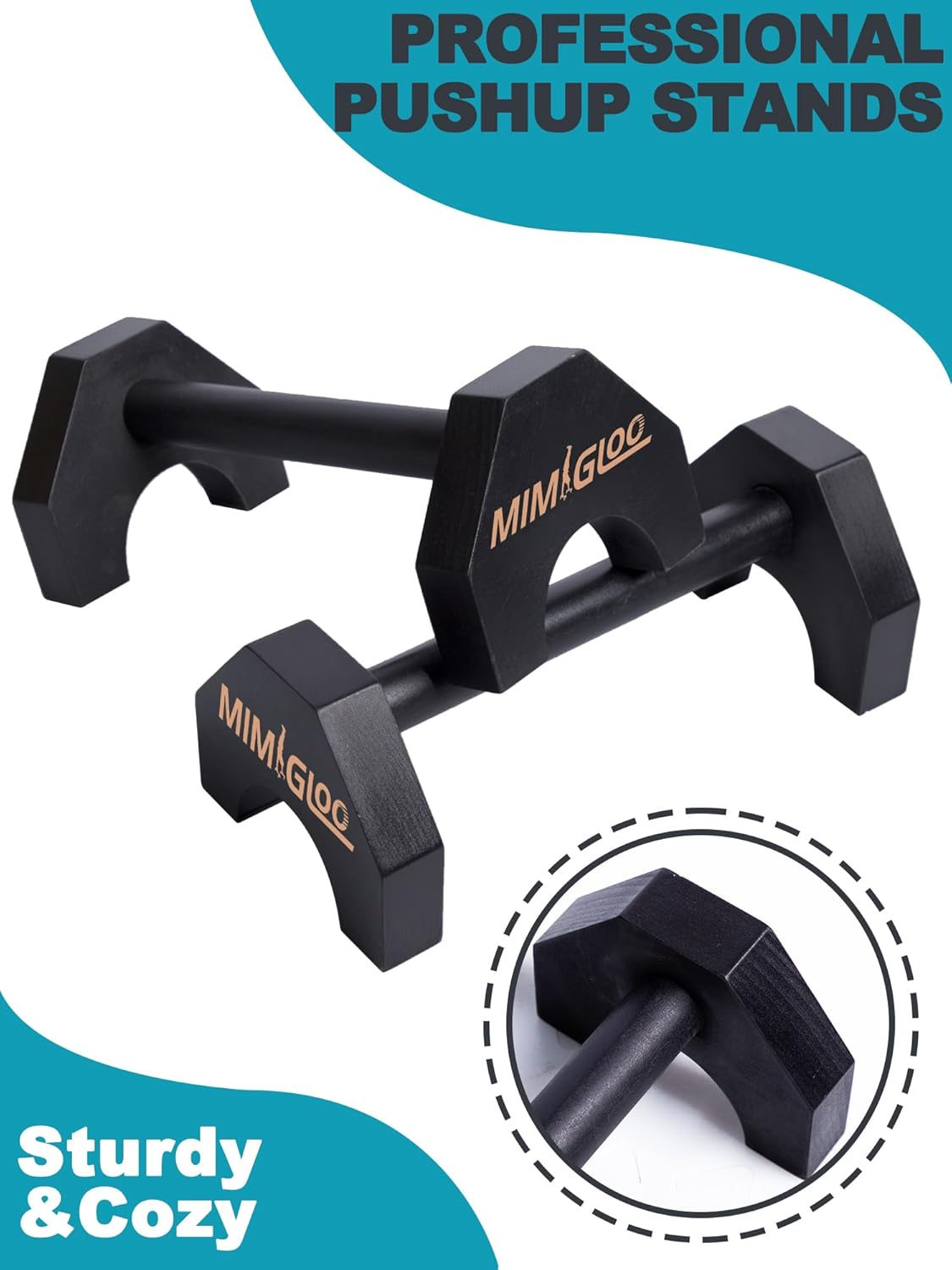 MIMIGLOO Premium Wooden Push-Up Handles and Non-Slip Calisthenics Parallettes, Push-Up or Handstand Handles, Push up Bar for Indoor and Outdoor Bars