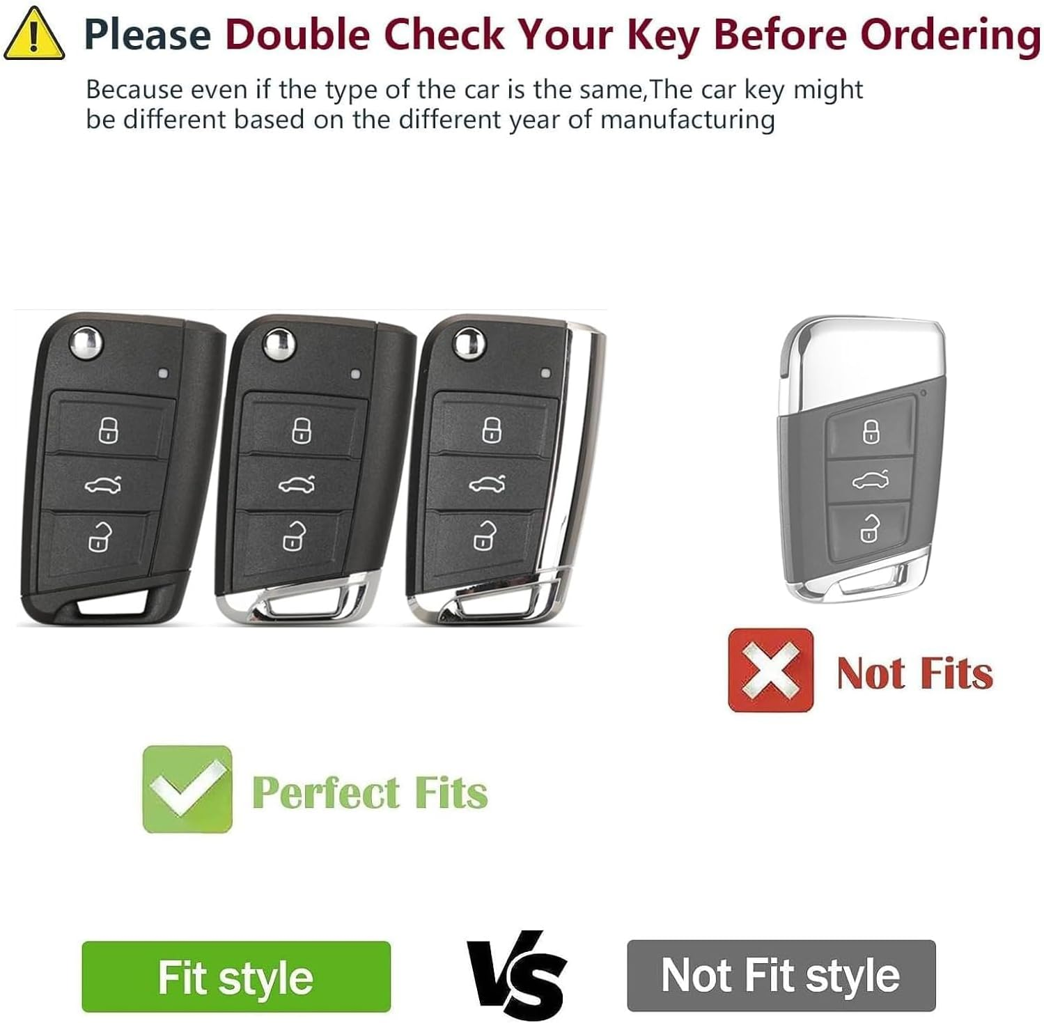 Silicone Car Key Fob Covers for VW Golf 7 Mk7 Polo MK6 Touran Tiguan Tarraco T-ROC Seat Leon Cupra Ibiza Skoda Octavia Superb Kodiaq, 3 Button Remote Car Key Protection Case Accessories image number 1