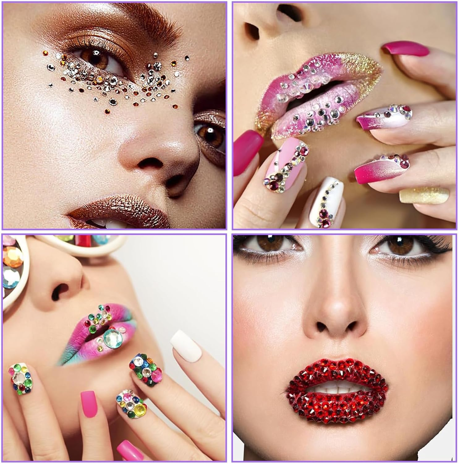 Hunken 1792 Pcs Gem Stickers Jewels for Crafts, Self-Adhesive Rhinestone Stickers, Acrylic Bling round Gems for Face Makeup, Nail Art & Festival Decorations (4 Sheets, 3/4/5/6 MM, Multicolor) image number 3