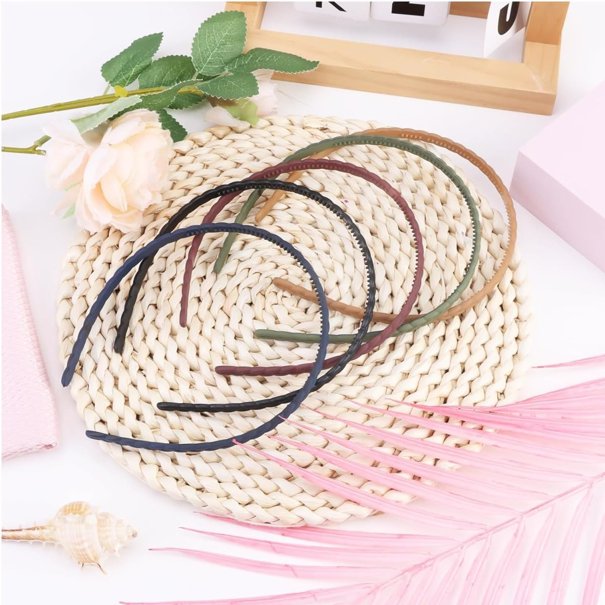 Headbands for Girls and Women, Pack of 5 Thin Hair Bands, Colourful Hair Bands, Plastic Headbands, Hair Bands, Girls Set, Thin Headbands, DIY Headband with Teeth, Hairstyle Headband