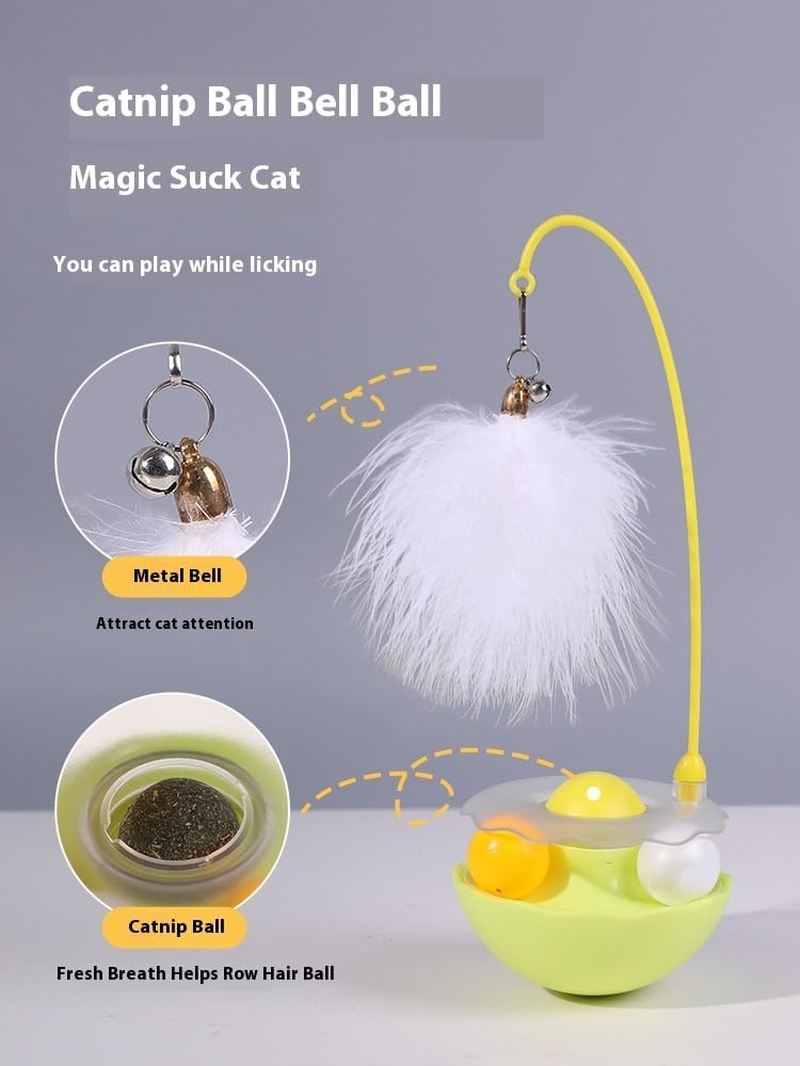 Cat Teaser Wand, a Tumbler Self-Entertaining Cat Toy, an Interactive Cat Toy with a Bouncing Ball and a Magic Wand (Green) image number 4