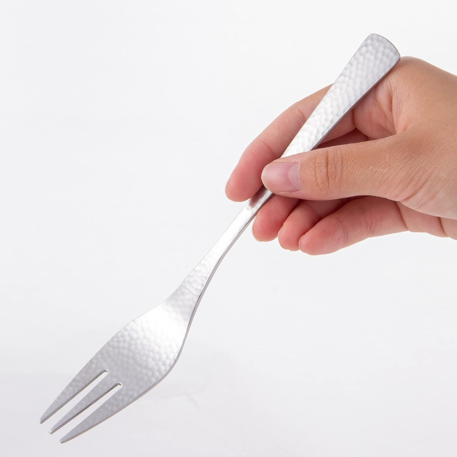 Nagao Japanese and Western Eclectic Dinner Fork, 7.5 Inches (19 Cm), 5 + 1 Piece, 18-8 Stainless Steel, Hammered Made in Japan