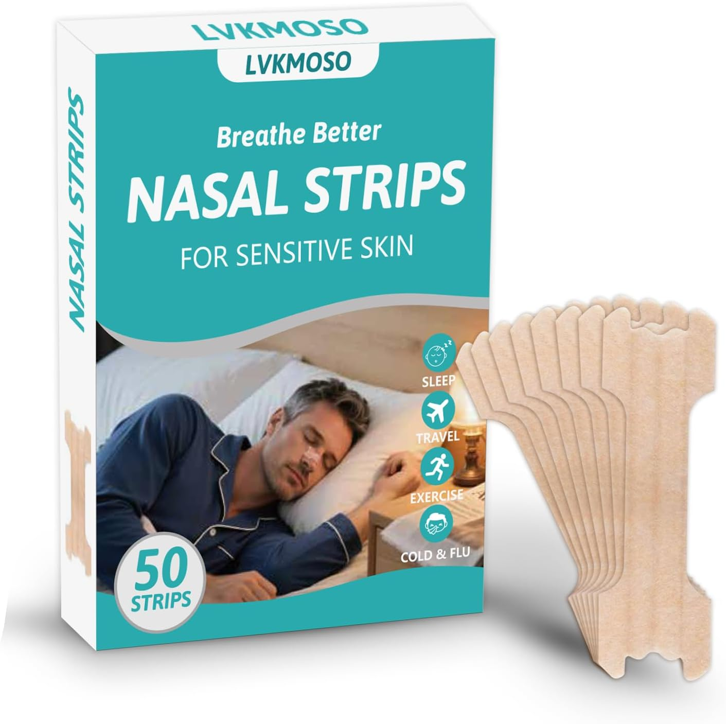 Nose Strips - Extra Strength Nasal Strips for Snoring, Breathing and Exercise - 50 Pack of Nose Tape for Sleeping image number 3