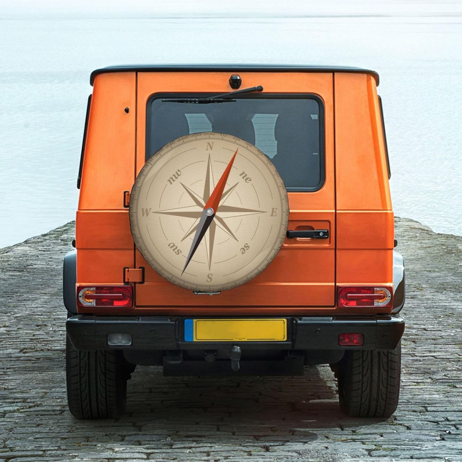 Universal Replacement Wheel Cover Vintage Compass Pattern Waterproof Spare Wheel Cover Dustproof Tyre for Trailer, Motorhome, SUV, Off-Road Vehicle Wheel 16 Inch image number 1