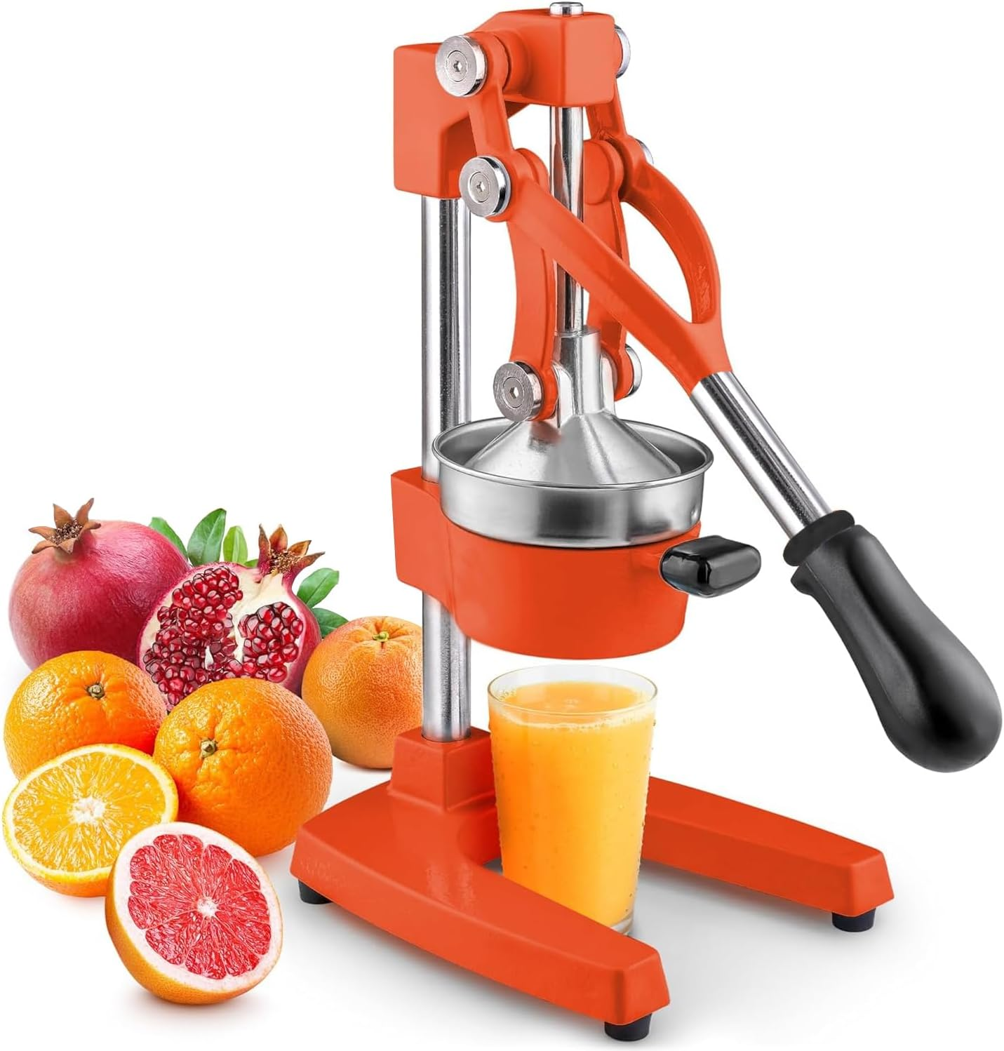 MINYII Orange Juice Squeezer Professional Citrus Juicer Durable Stainless Steel Lemon Squeezer - Heavy-Duty, Easy-To-Clean - Sturdy Manual Citrus Press & Orange Squeezer (Black)