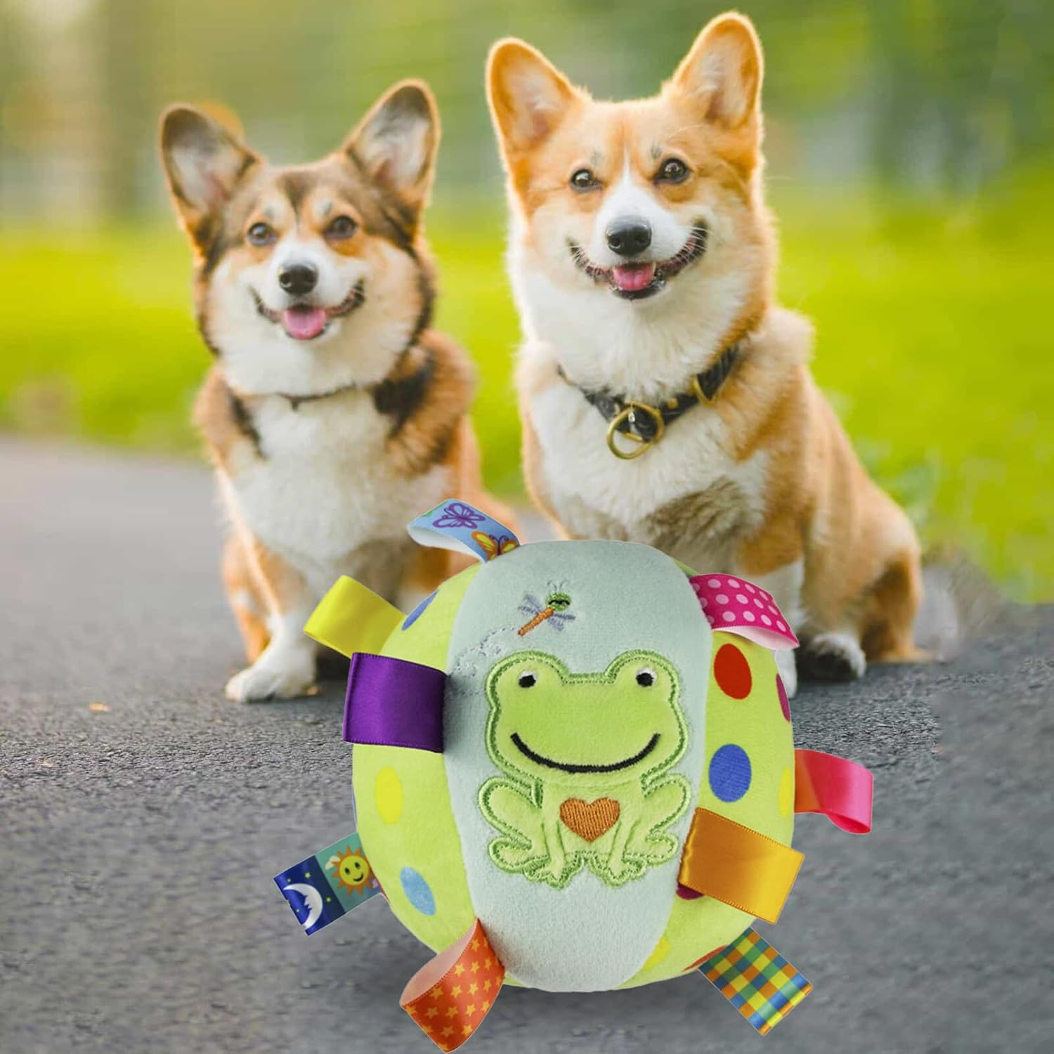 Esenlong Dog Football with Grip Tabs, Interactive Dog Toy with Inner Pet, Pet Christmas Birthday Gifts image number 4