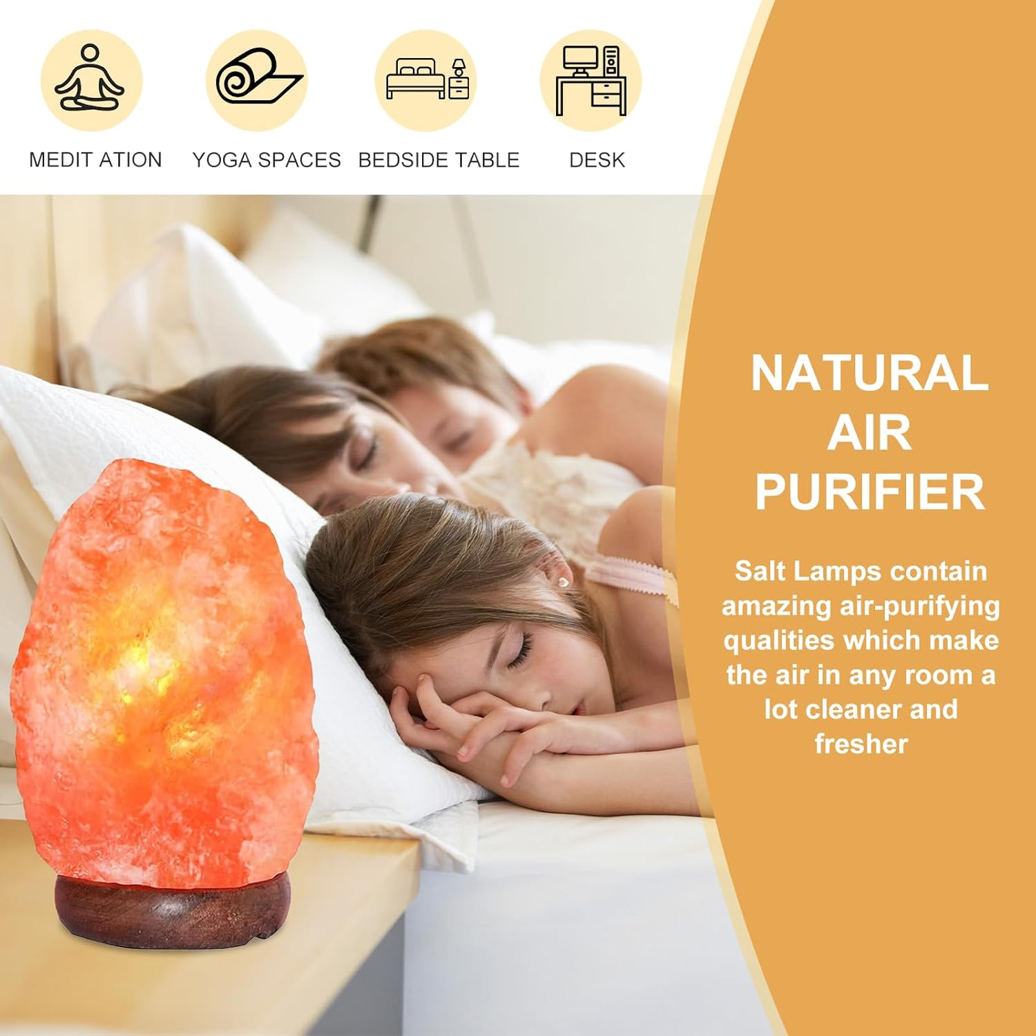 Himalayan Salt Lamp &ndash; Natural Pink Rock Lamp with Wooden Base, Warm Dimmable Glow, Relaxing Home Decor (4-7LB) &ndash; Thoughtful Gift from the Himalayas image number 5
