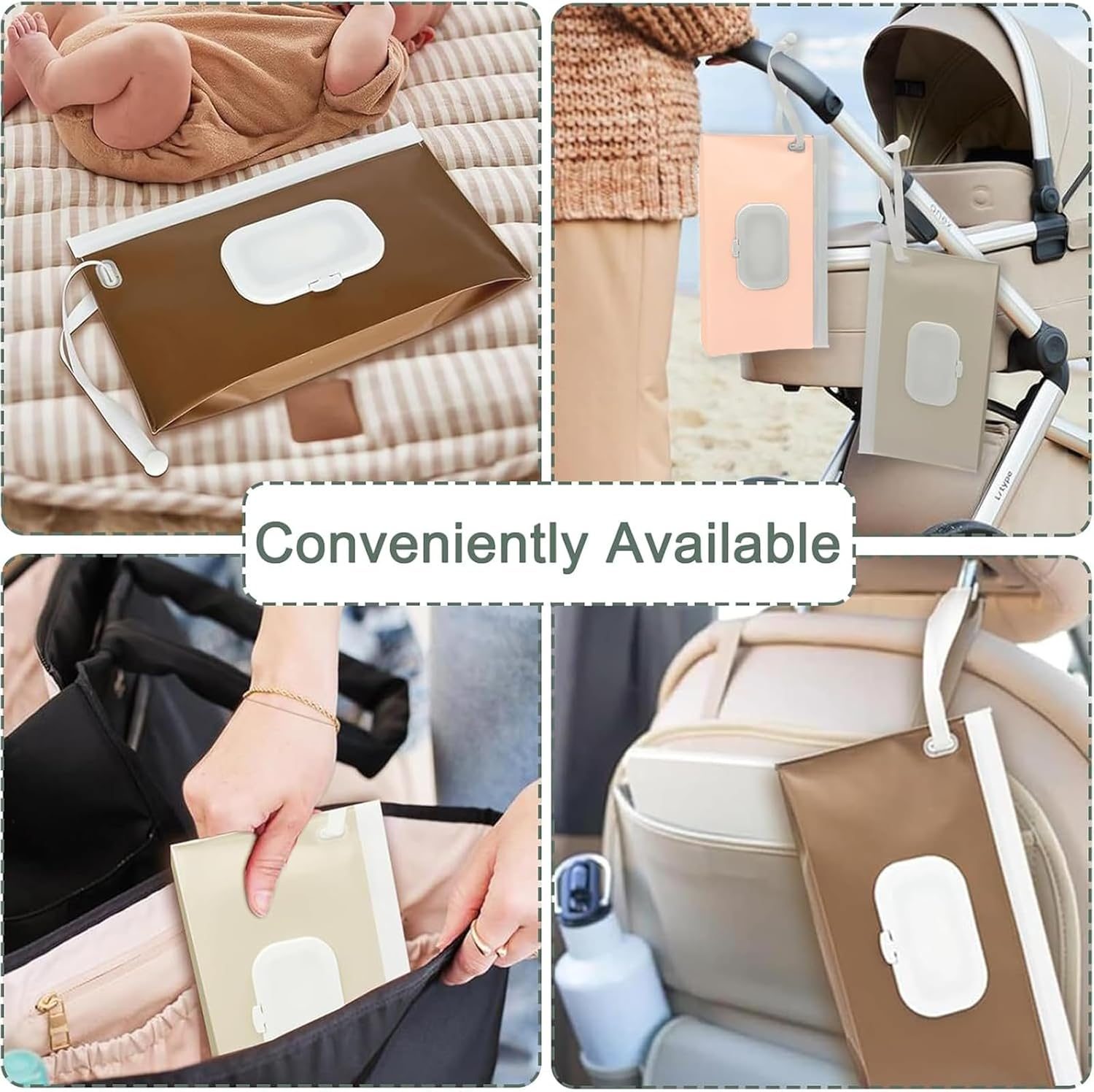 Weidllys Wipe Dispenser,4-Pack Portable Refillable Wipe Container,Reusable Travel Baby Wipes Dispenser, Waterproof and Dustproof（ Earth Tone Style） image number 5